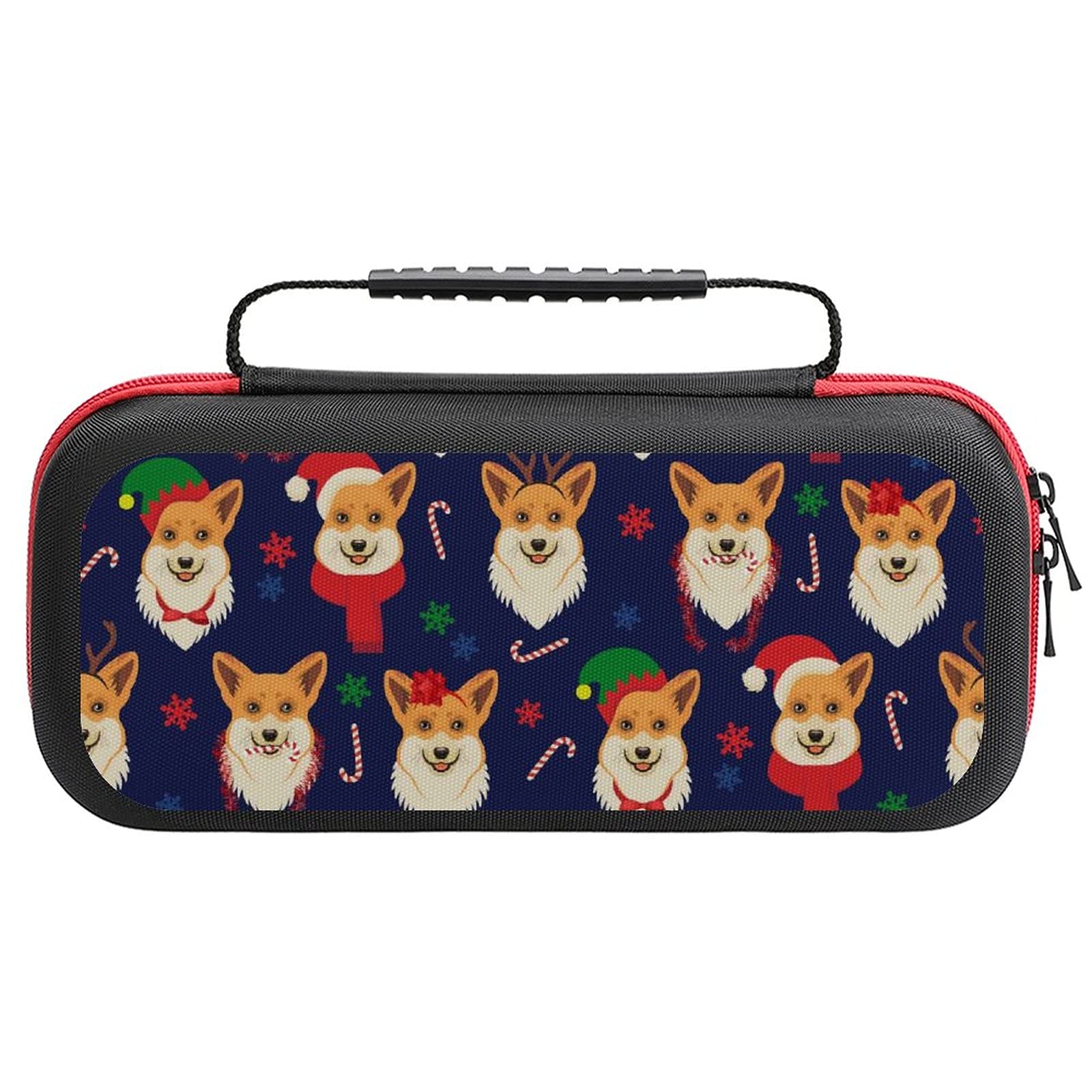 Christmas Corgi Print Travel Case for Nintendo Switch Lite - Portable Storage Bag for Console & Accessories - Perfect for Gaming On-The-Go & Holiday Travel