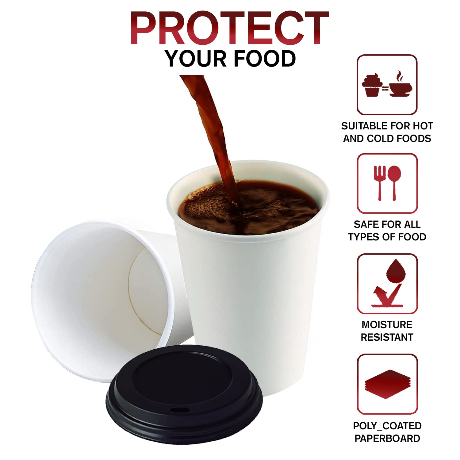 Premium 12oz Coffee Cups with Lids - 50 Pack Insulated Travel Mugs for Hot & Cold Beverages - Perfect for Office, Commuting, and Outdoor Activities