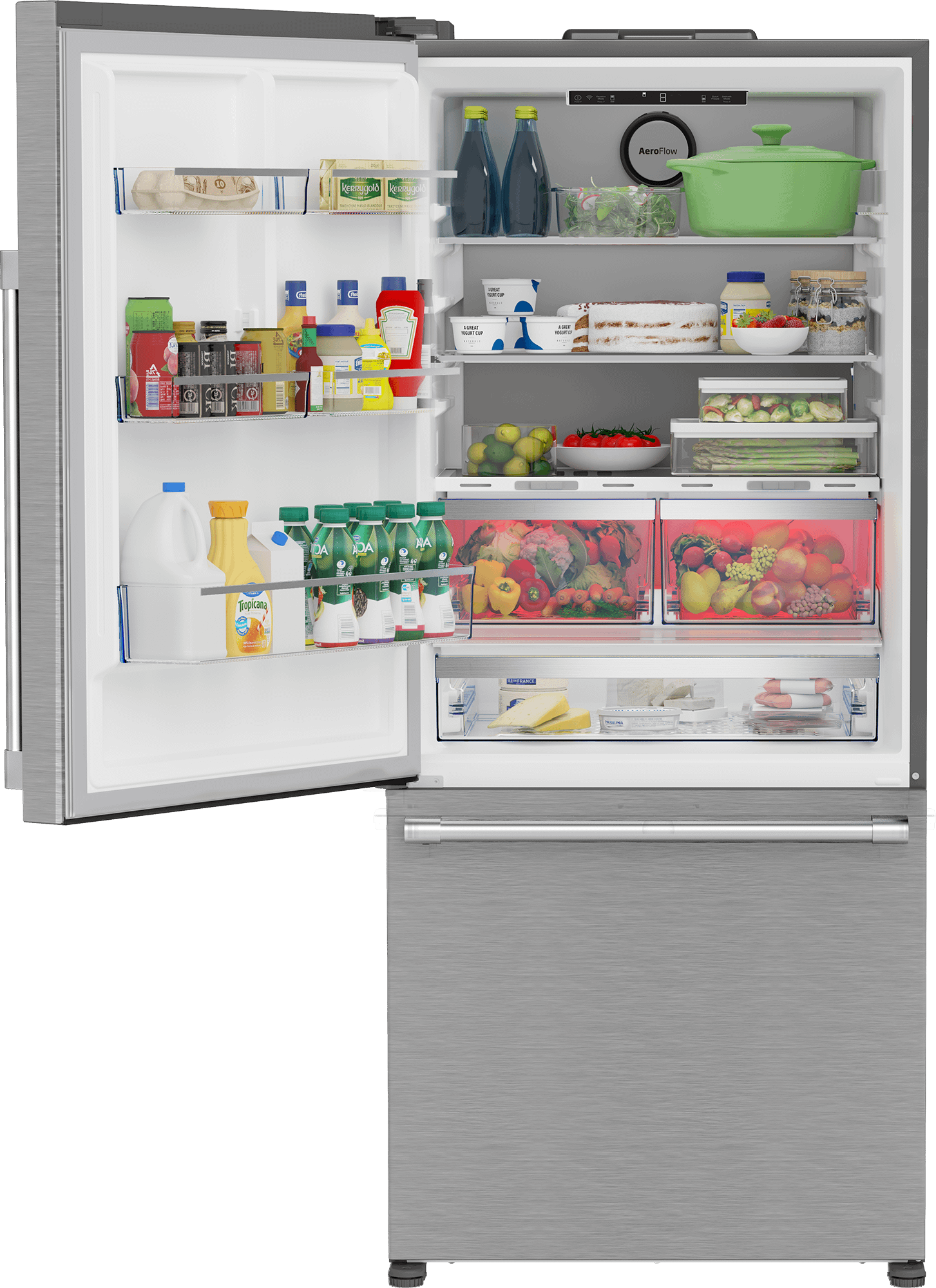 Beko BFBD30216SSL 30-Inch Bottom Freezer Refrigerator with HarvestFresh Technology - Energy Efficient Stainless Steel Fridge for Kitchen, Home, and Office Use