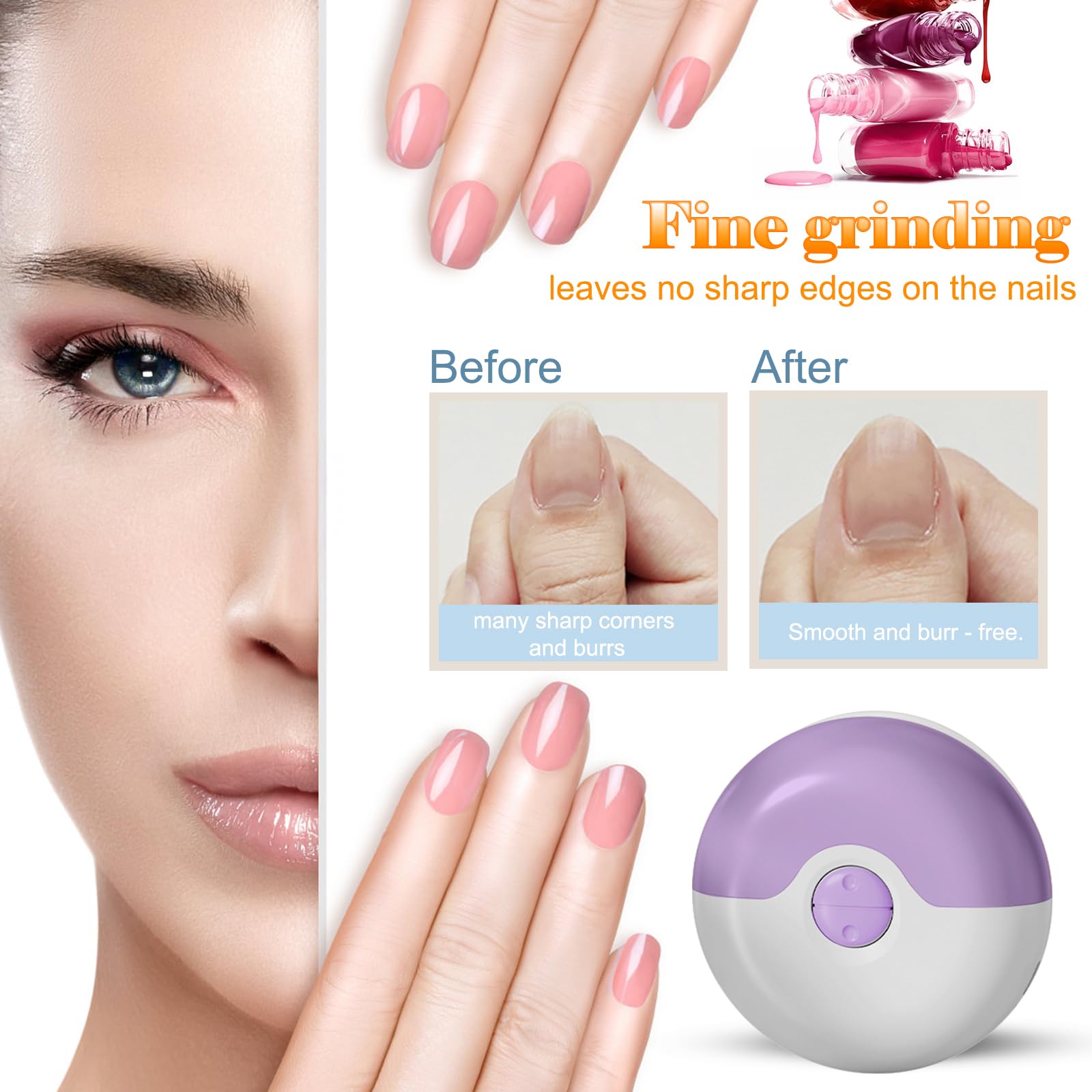 Upgraded 2-in-1 Electric Nail Clipper & Polisher - Automatic Nail Trimmer for Adults, Seniors & Kids - Safe Baby Nail File & Toenail Clipper (Purple) - Perfect for Home, Travel & Salon Use