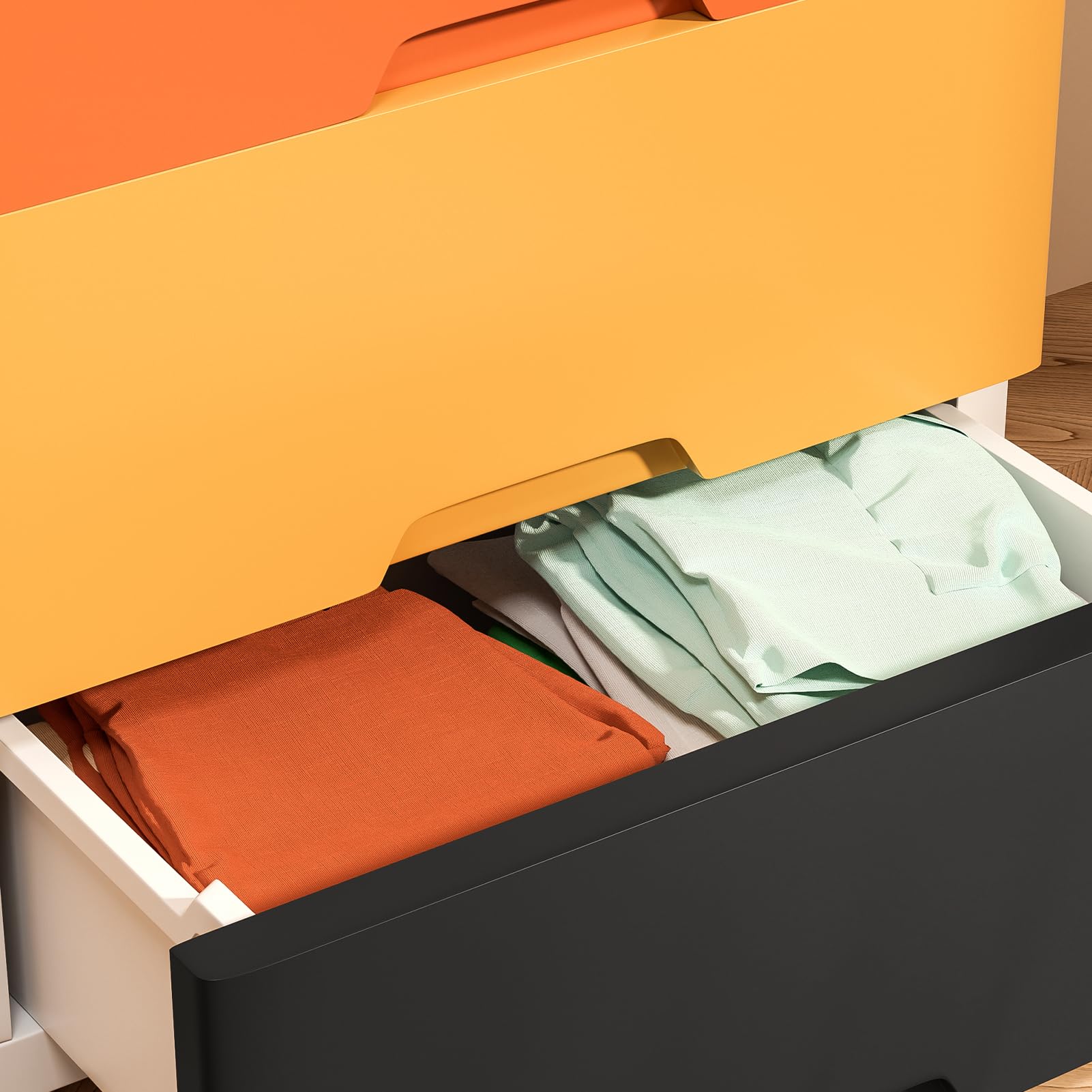 5-Tier Stackable Plastic Storage Bins with Open Front - Cube Organizer Drawers for Closet, Home Office & Dorm Room Organization (Morandi, 5-Layers) - Perfect for Storing Clothes, Toys, Books & Accessories