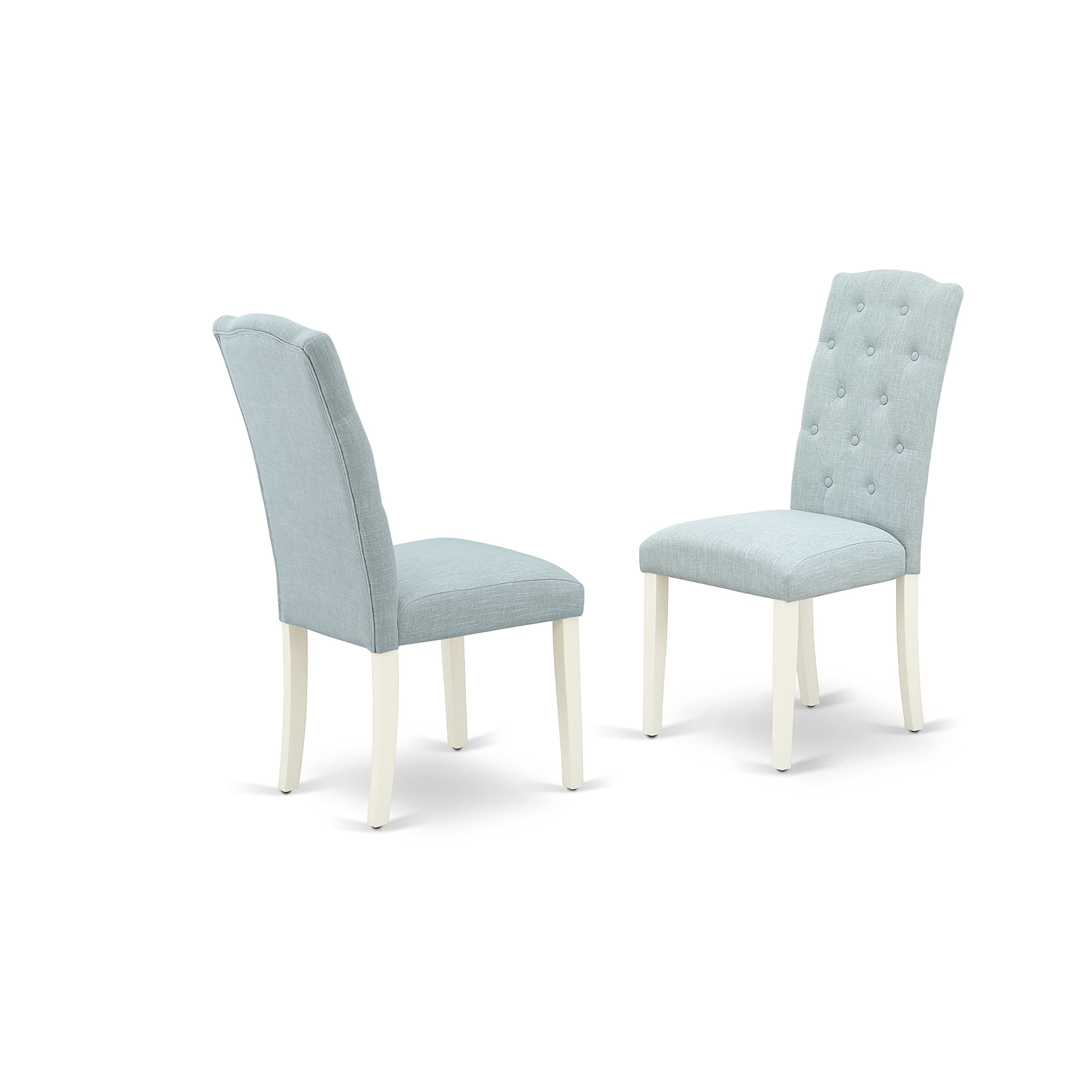 East West Furniture X077CE215-5 5-Piece Dining Room Set - 40x72 Inch Rectangle Kitchen Table with X-Legs & 4 Baby Blue Linen Fabric Chairs - Modern 4-Seater Dining Table Set for Small Spaces, Kitchens, Breakfast Nooks & Apartments