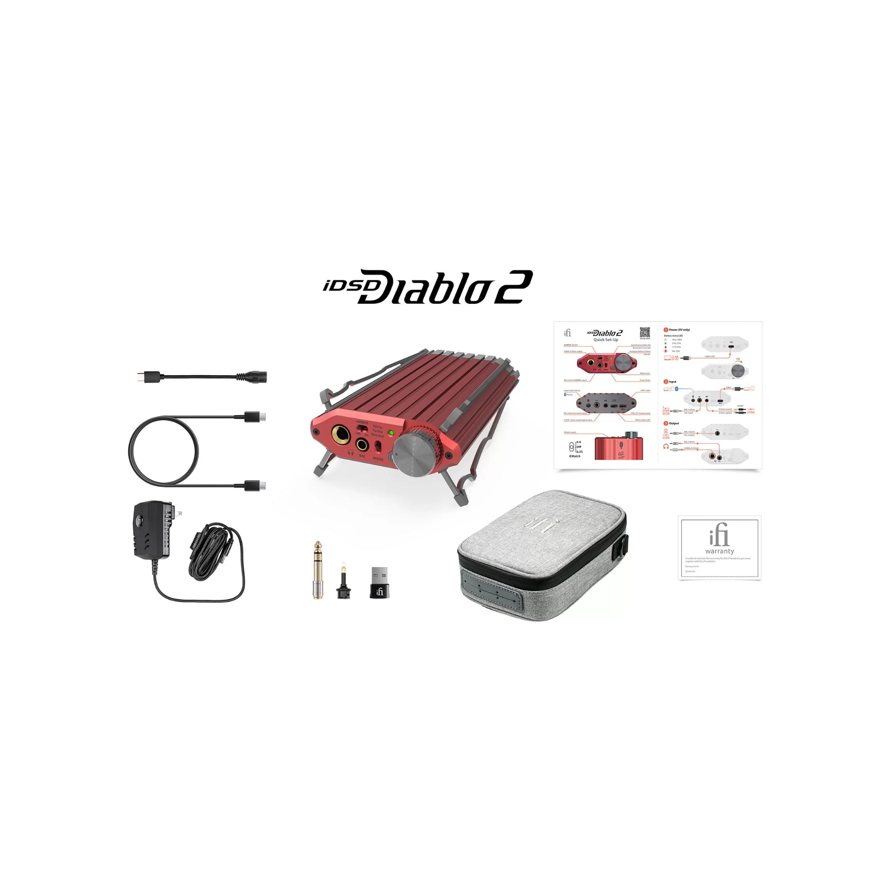 iFi iDSD Diablo 2 Portable DAC Headphone Amplifier - High-Resolution Audio for Travel, Home & Studio Use