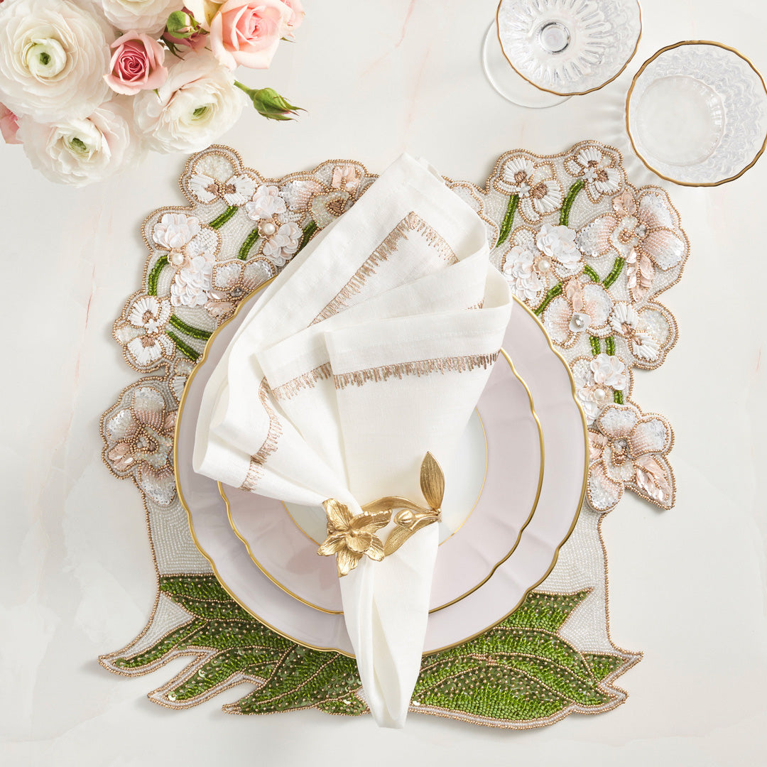 Elegant Orchid Napkin Rings Set of 4 - Floral Table Decor for Weddings, Dinner Parties & Special Occasions
