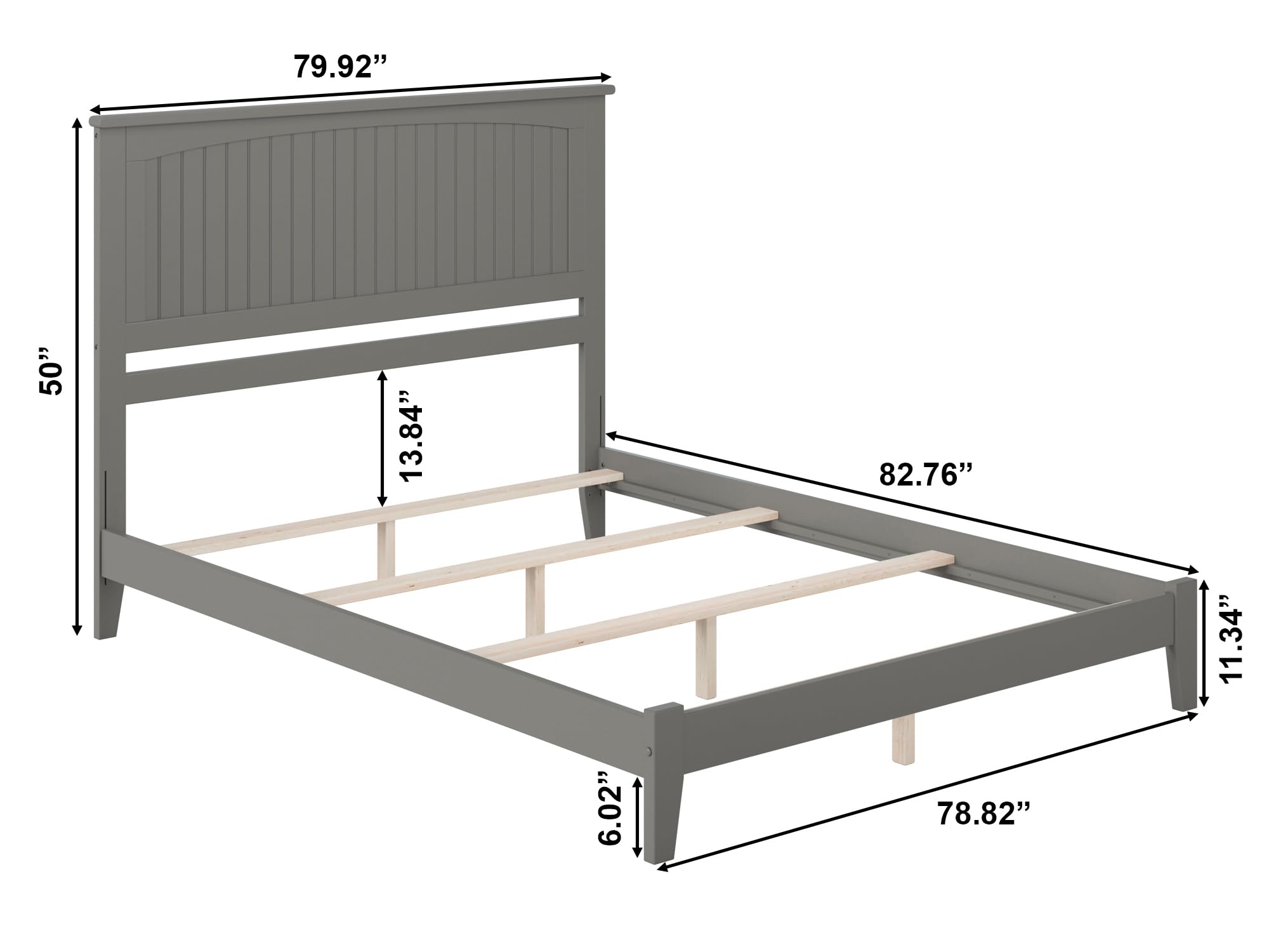 AFI Nantucket King Size Bed Frame with USB Charging Ports, Grey - Modern Bedroom Furniture for Master Bedroom & Guest Room
