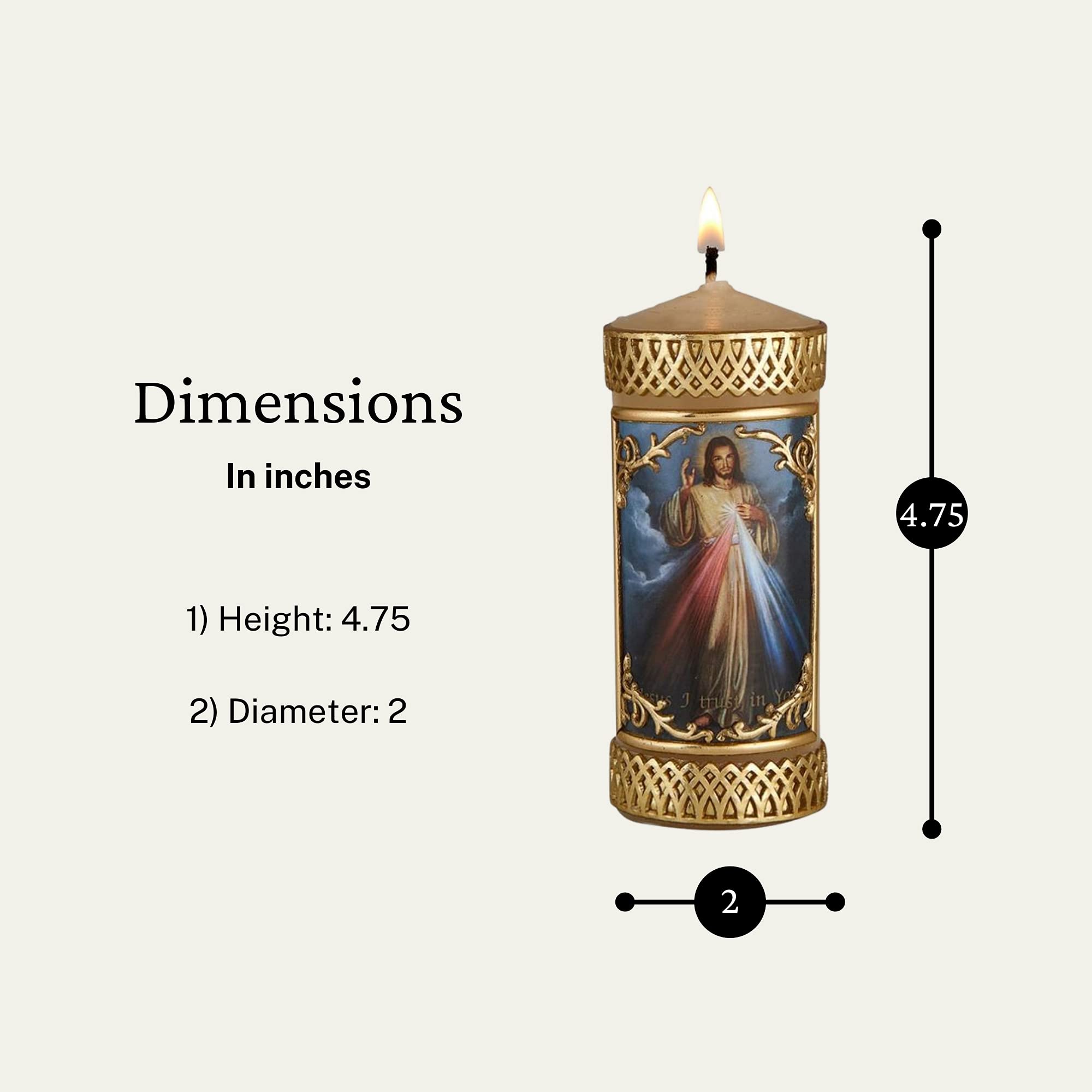 Needzo Handcrafted Divine Mercy Catholic Prayer Candle - Unscented Religious Devotional Candle for Christian Families (4.75 Inches) - Perfect for Home Altars, Prayer Spaces & Spiritual Gifts