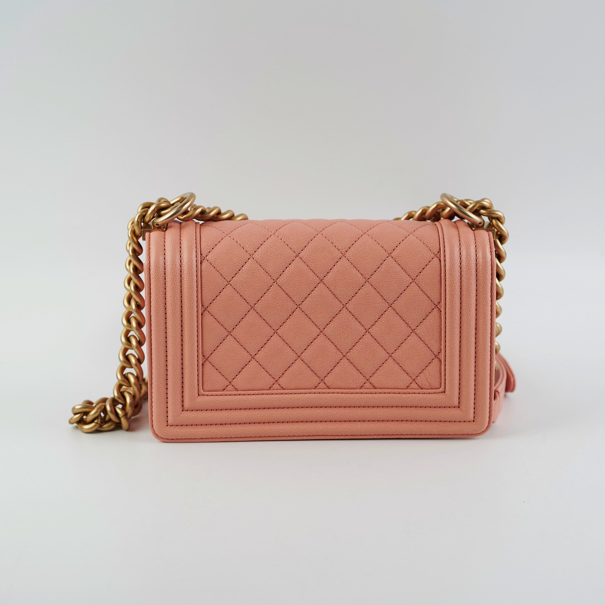Chanel Small Boy Bag in Caviar Leather Coral Pink - Luxury Crossbody Bag for Women, Perfect for Parties & Date Nights