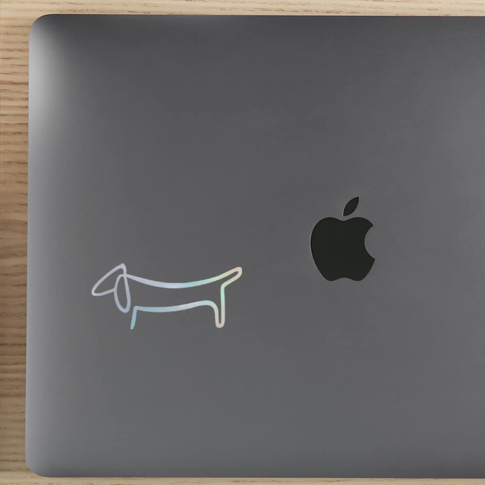 Premium Waterproof Vinyl Decal Stickers Set of 2 - Cute Dachshund Dog Pet Holographic Stickers for Laptop, Phone, Helmet, Car Window, Bumper, Mug, Cup, Door & Wall Decoration - Perfect for Pet Lovers & DIY Home Decor