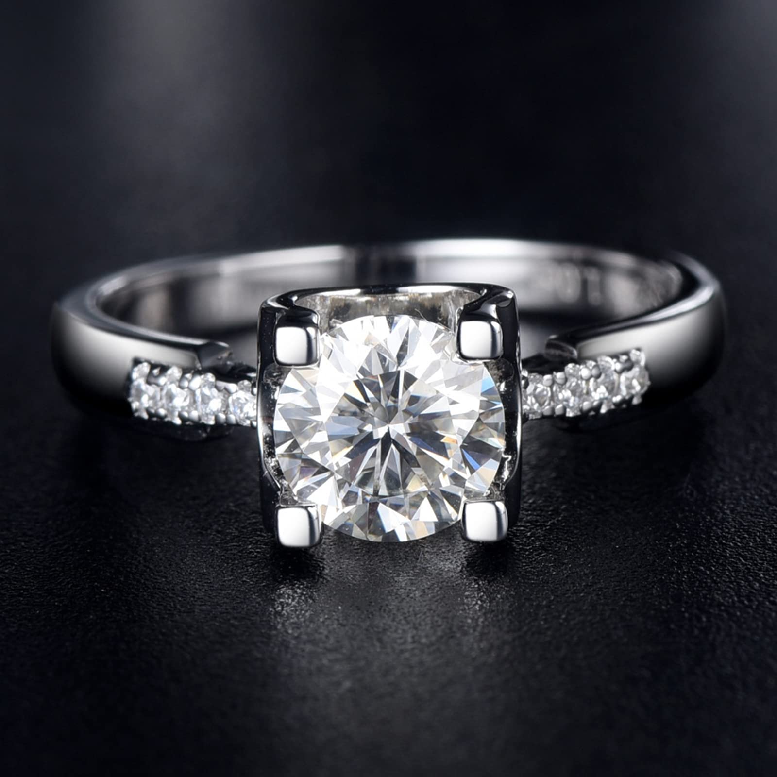 Sterling Silver Moissanite Promise Ring for Women - Solitaire Vintage Design, Simple & Elegant Jewelry for Anniversaries, Engagements, and Special Occasions