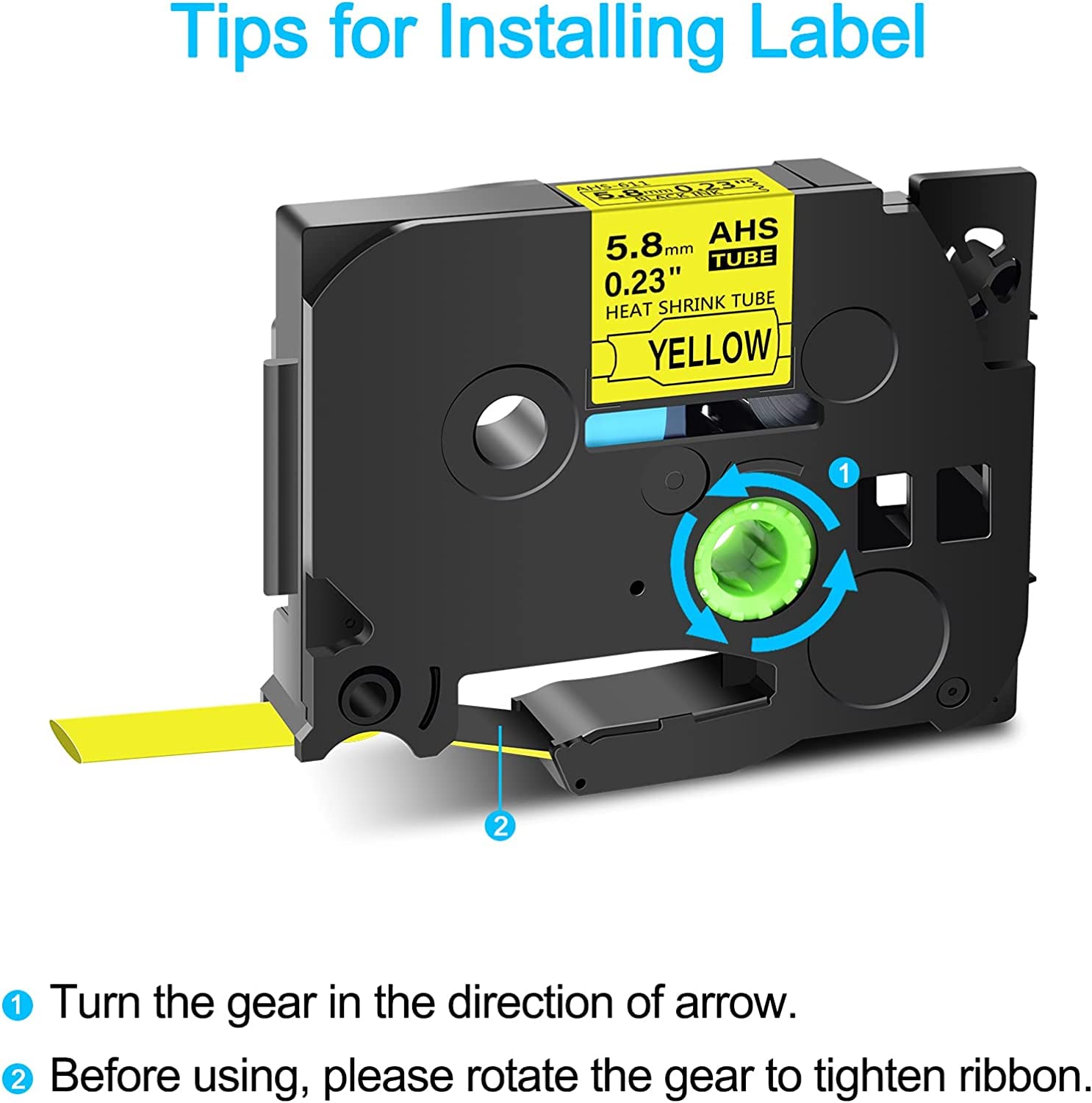 20 Pack Black on Yellow 5.8mm Heat Shrink Tube Label Tape - Compatible with Brother P-Touch HSE611, HSE-611, AHS 611, PTE550, PTP750, PTD450, PTD400AD, PT710BT - Perfect for Electrical Wiring, Cable Management & DIY Projects
