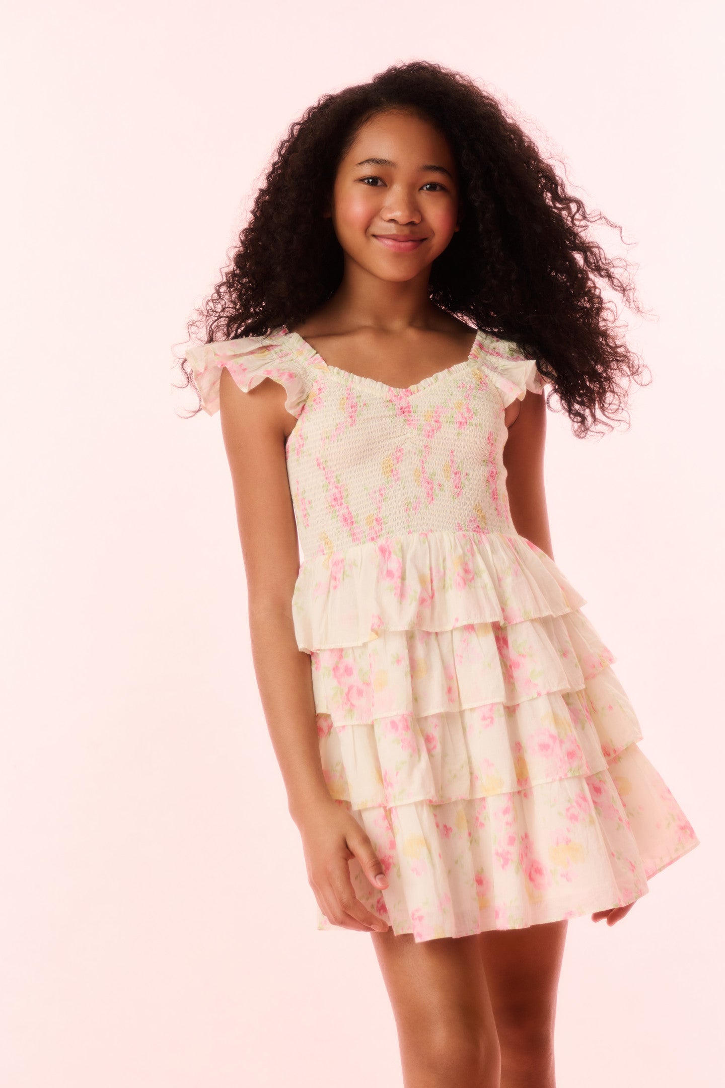 Girls Floral Cotton Dress - Linoette Style Summer Casual Outfit for Kids, Playdates & Birthday Parties