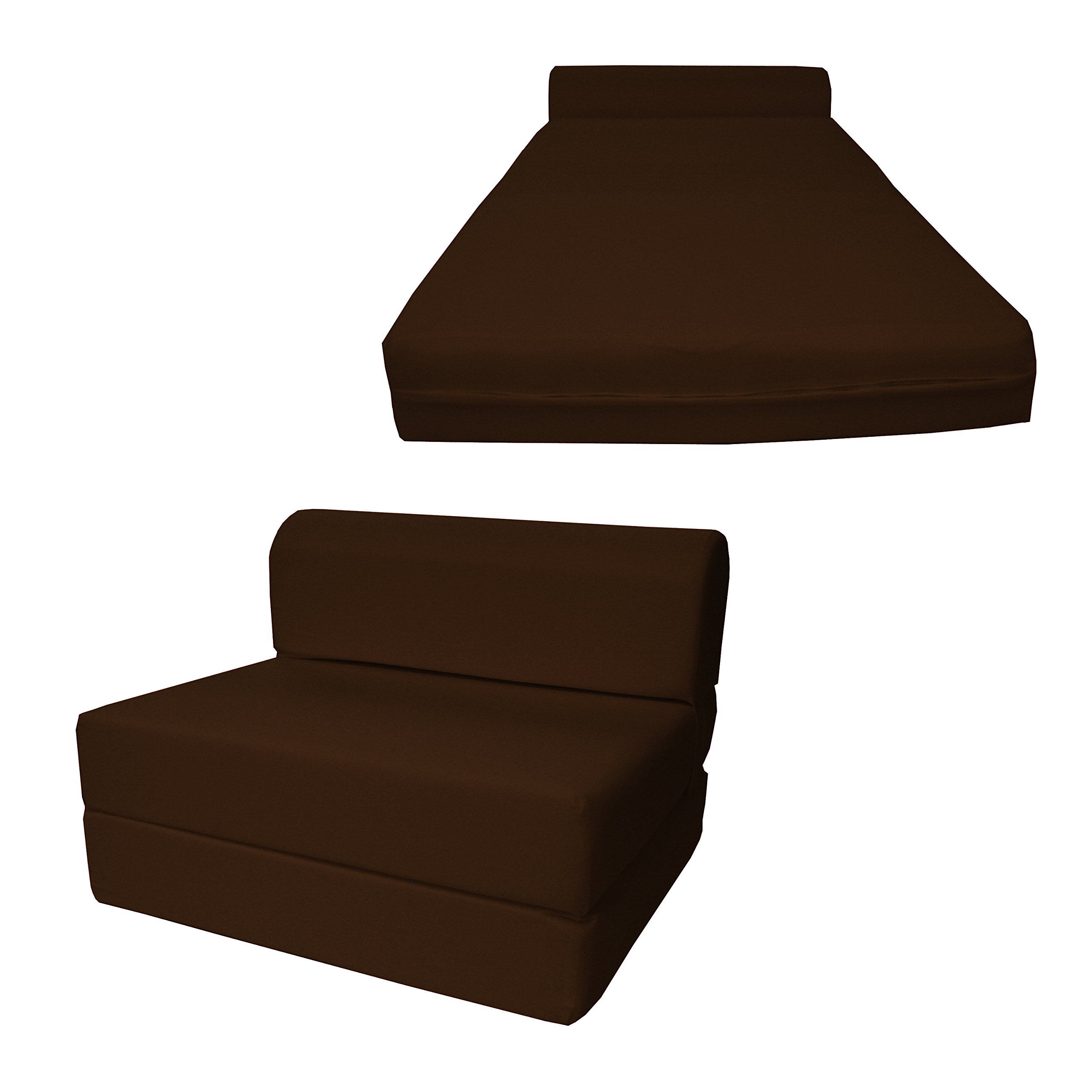 D&D Brown Futon Sleeper Chair - Foldable Foam Bed 70