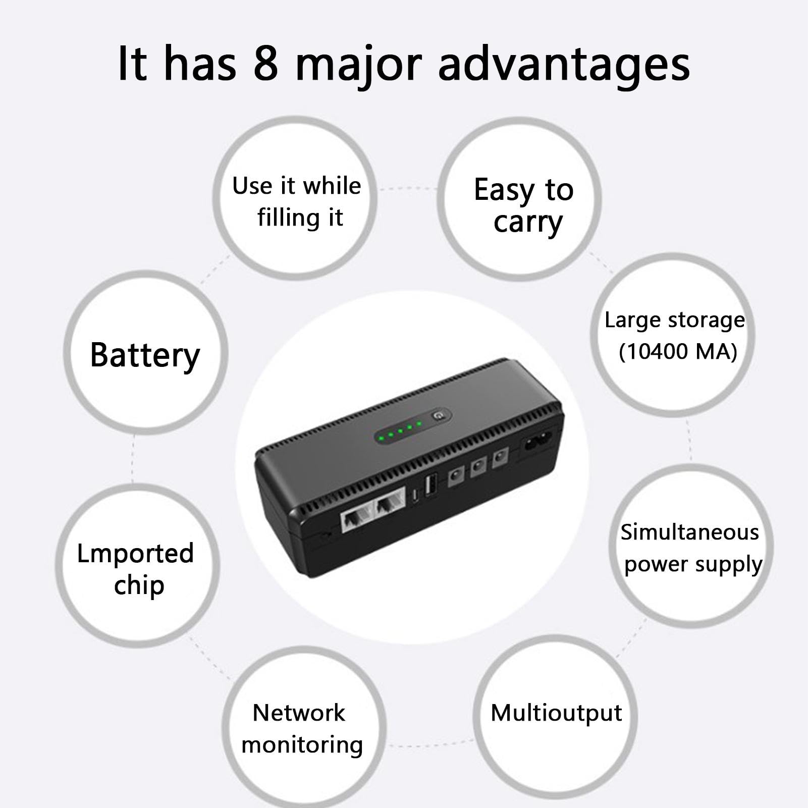 10400mAh UPS Backup Battery for Router & WiFi Camera - Compact Uninterruptible Power Supply for Security Systems | Perfect for Home/Office Network Equipment & Surveillance Devices