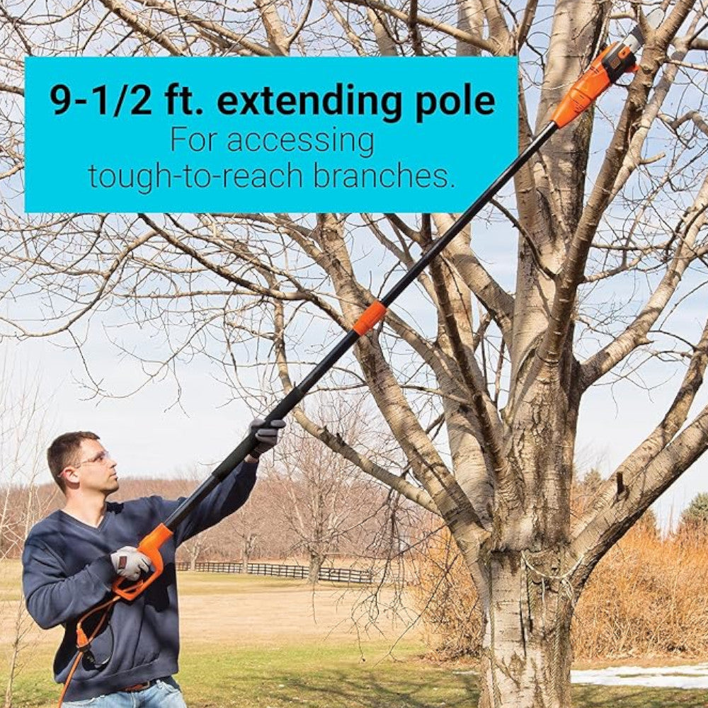 BLACK + DECKER PP610 6.5 Amp 10-Inch Electric Corded Pole Saw | Tree Trimmer with Extension Pole | Full Manufacturer Warranty | Perfect for Tree Pruning, Landscaping & Yard Maintenance