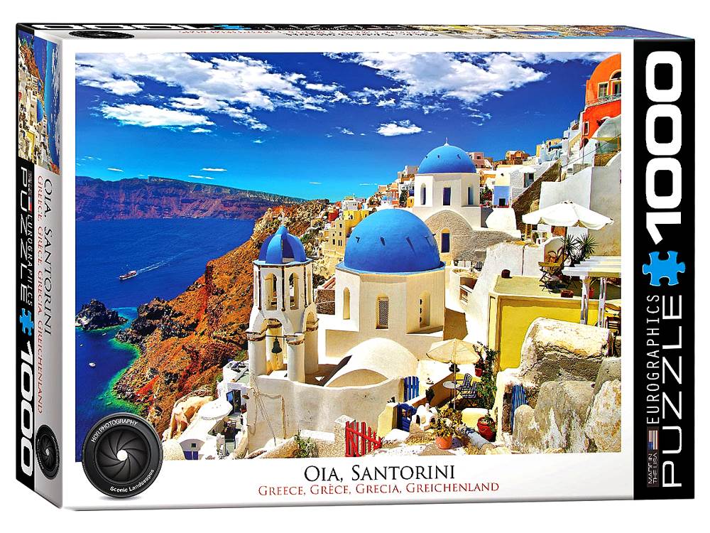 Eurographics 1000-Piece Jigsaw Puzzle - Oia Santorini Greece Landscape - Challenging Adult Puzzle for Home Decor & Relaxation