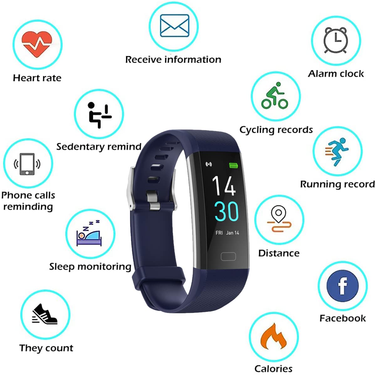 Premium Fitness Tracker with Heart Rate Monitor, Step Counter & Calorie Tracker - IP68 Waterproof Smartwatch with Sleep Tracking & Stopwatch - Perfect for Running, Gym Workouts & Daily Activity Monitoring