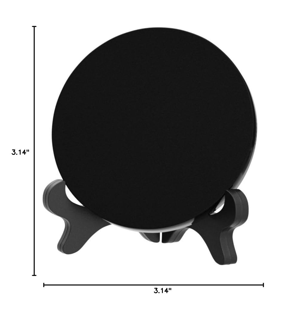 Black Obsidian Scrying Mirror - 10cm Feng Shui Circle Disc with Stand for Divination, Home Decor & Desk Accessories | Perfect for Meditation, Energy Cleansing & Spiritual Practices