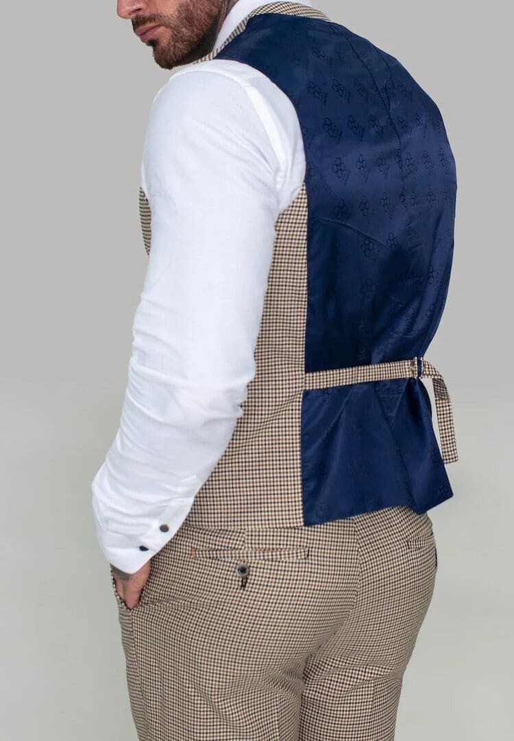 Cavani Elwood Houndstooth Slim Fit Checkered Waistcoat Vest for Men - Perfect for Weddings, Business Meetings & Formal Occasions