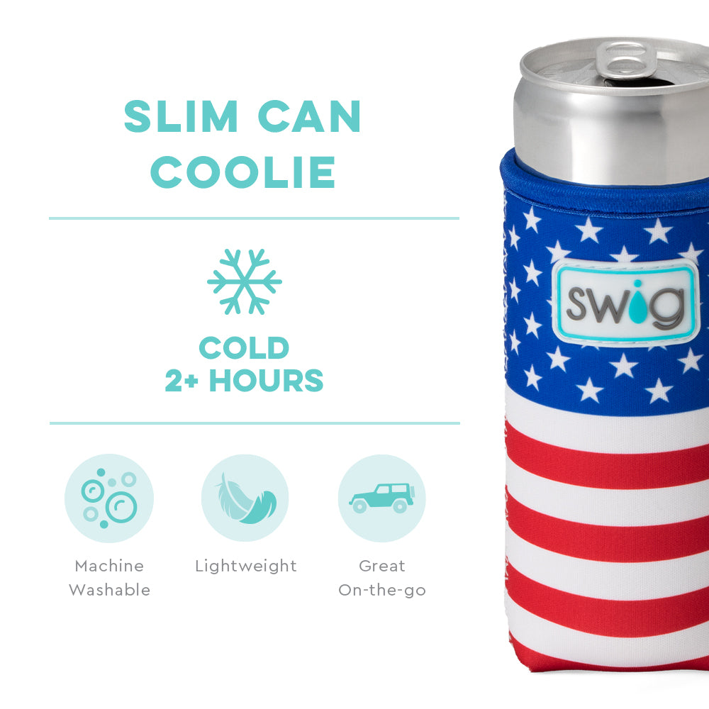 All American Slim Can Coolie - Insulated Beer Can Holder for 12 oz Cans, Perfect for BBQs, Tailgating & Outdoor Parties