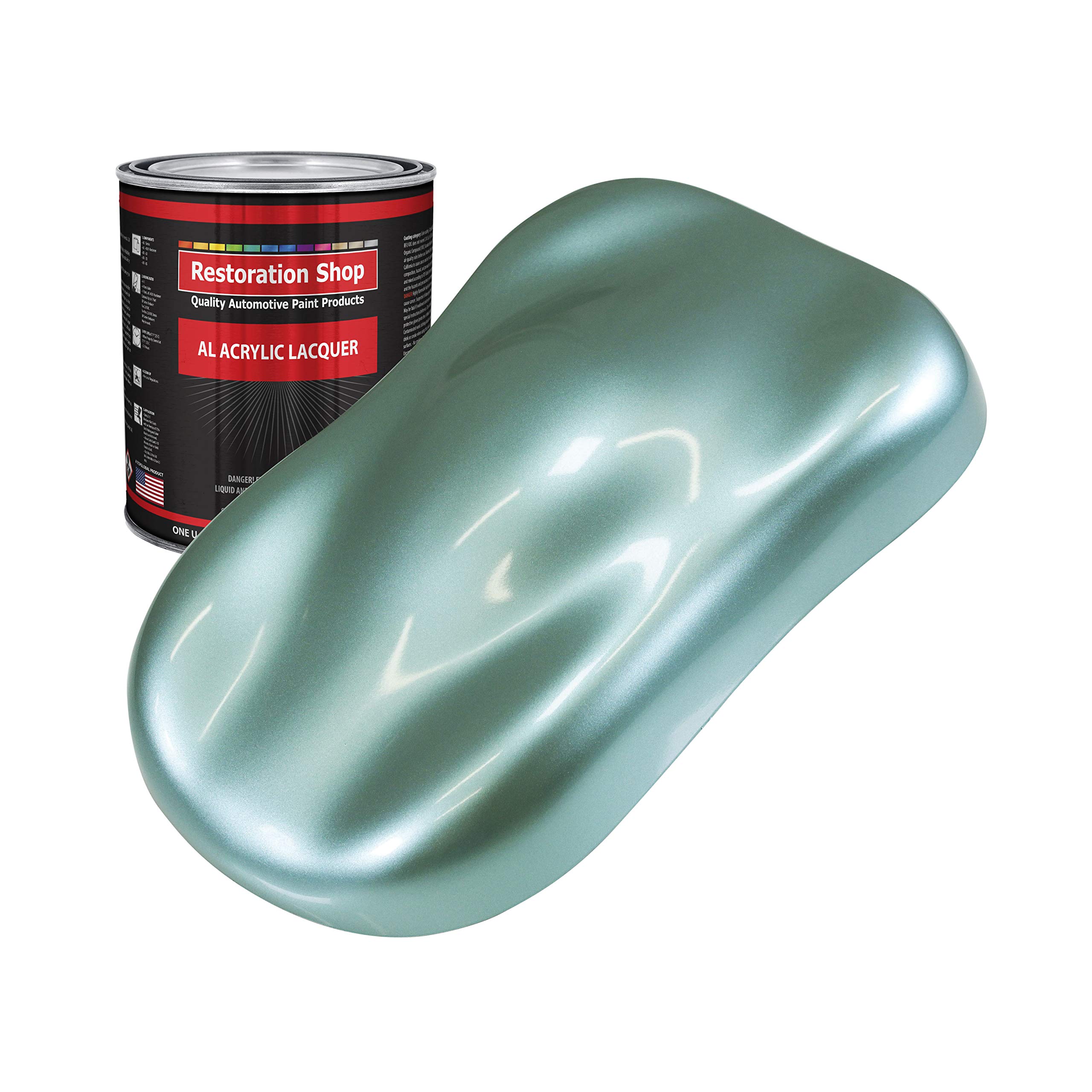 Restoration Shop - Silver Aqua Metallic Acrylic Lacquer Auto Paint (1 Quart) - Professional Gloss Finish for Cars, Trucks, Motorcycles, Guitars & Furniture - Perfect for DIY Auto Restoration & Custom Paint Projects