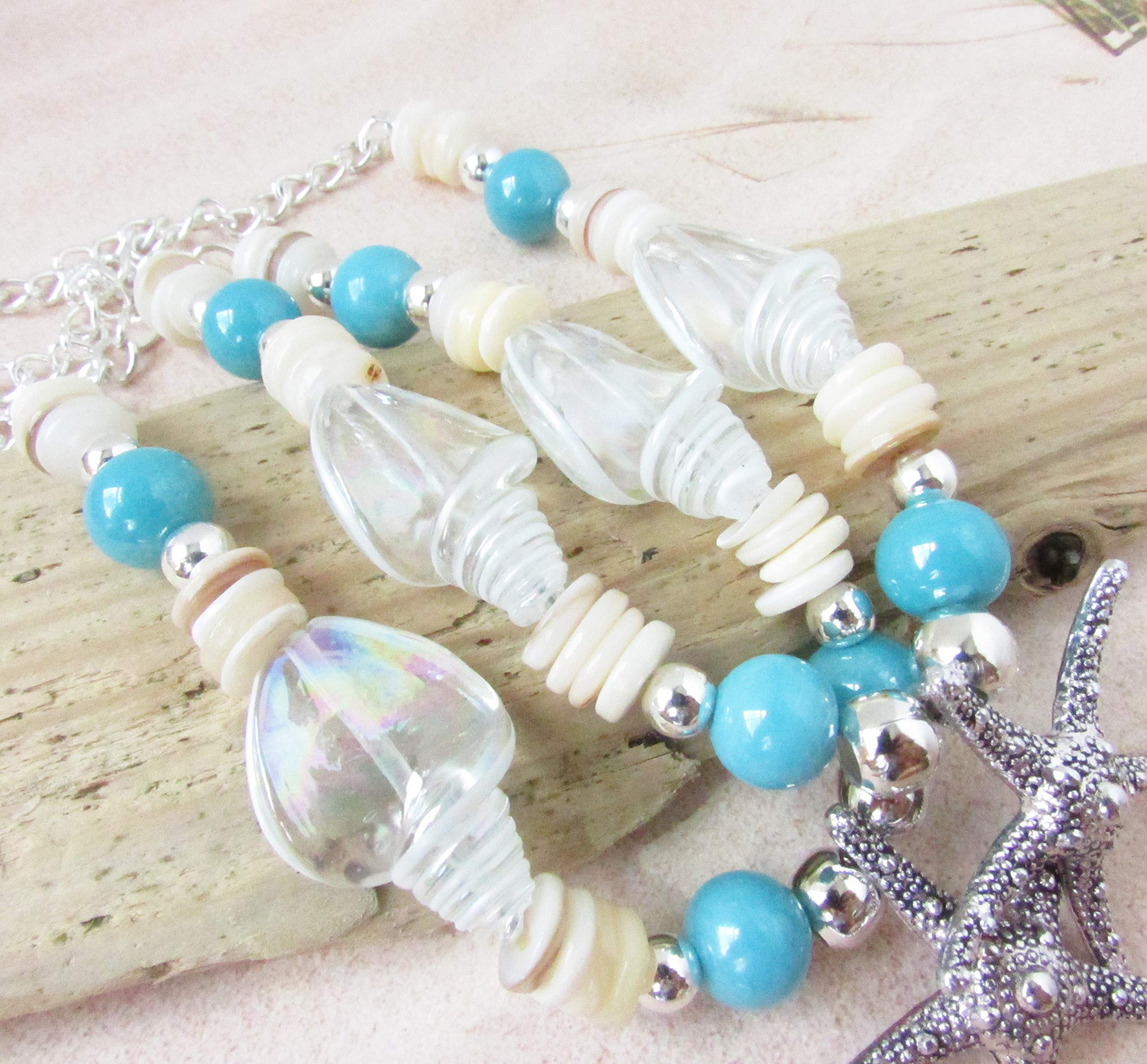 Starfish & Seashell Curtain Tiebacks - Coastal Beach Style Window Curtain Holdbacks for Living Room, Bedroom, Bathroom - Perfect for Nautical Home Decor and Beach House Accessories