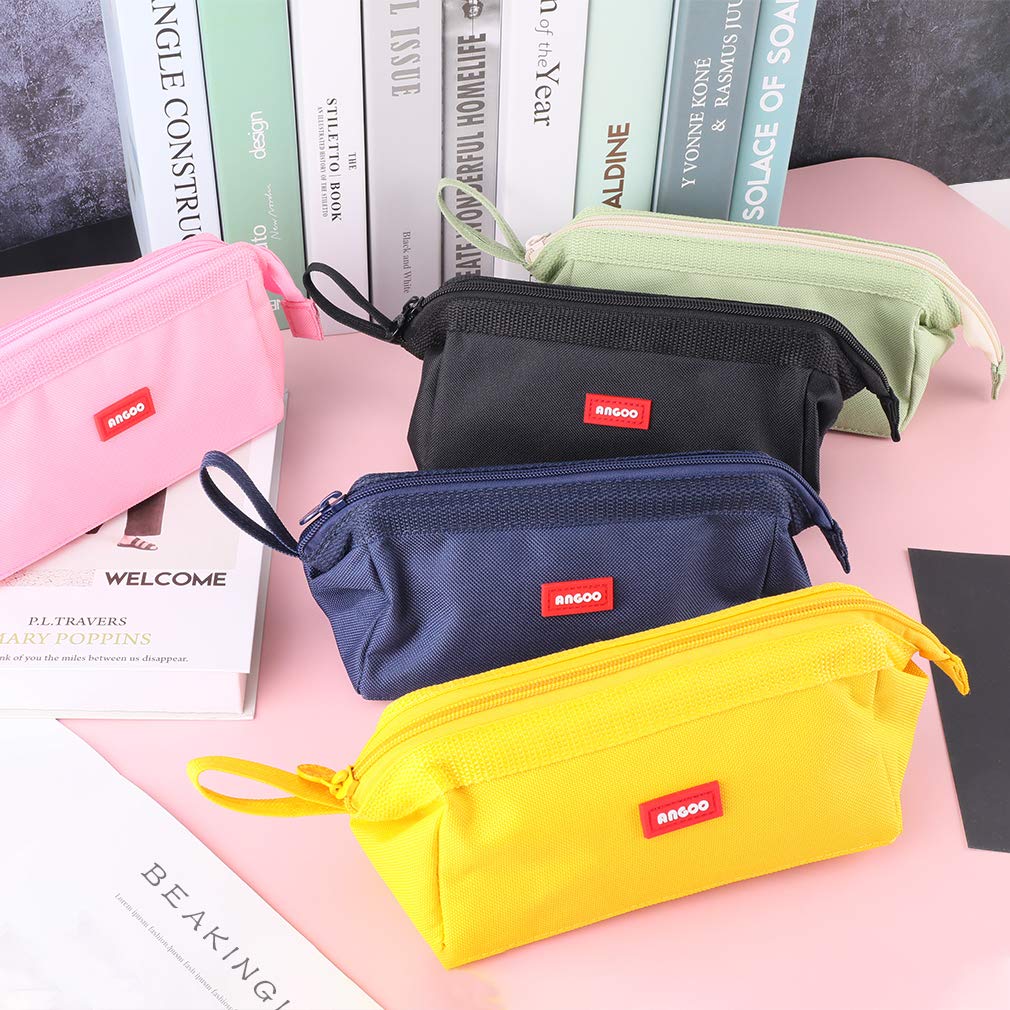 iSuperb Large Capacity Pencil Case - Portable Zipper Pencil Pouch Organizer for School, Office & Travel - Storage Bag for Pens, Cosmetics & Makeup (Navy Blue) - Perfect for Students, Artists & Professionals