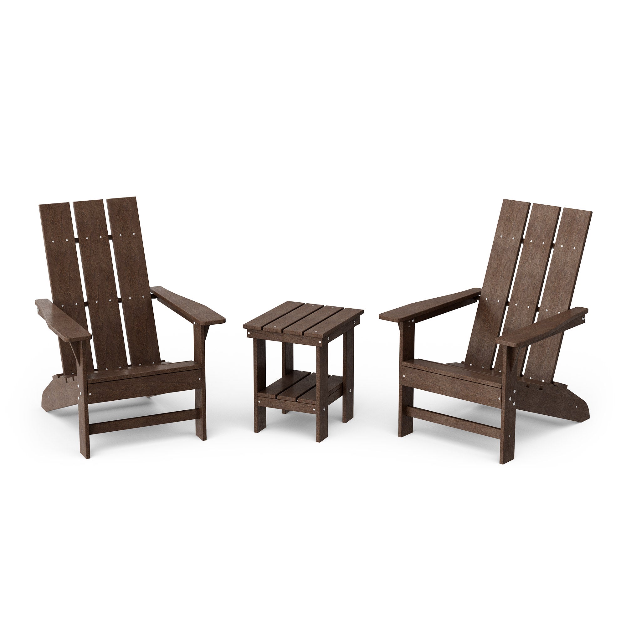 Freedom 3-Piece Modern Adirondack Chair Set with Side Table - Outdoor Patio Furniture for Backyard, Garden & Poolside Relaxation