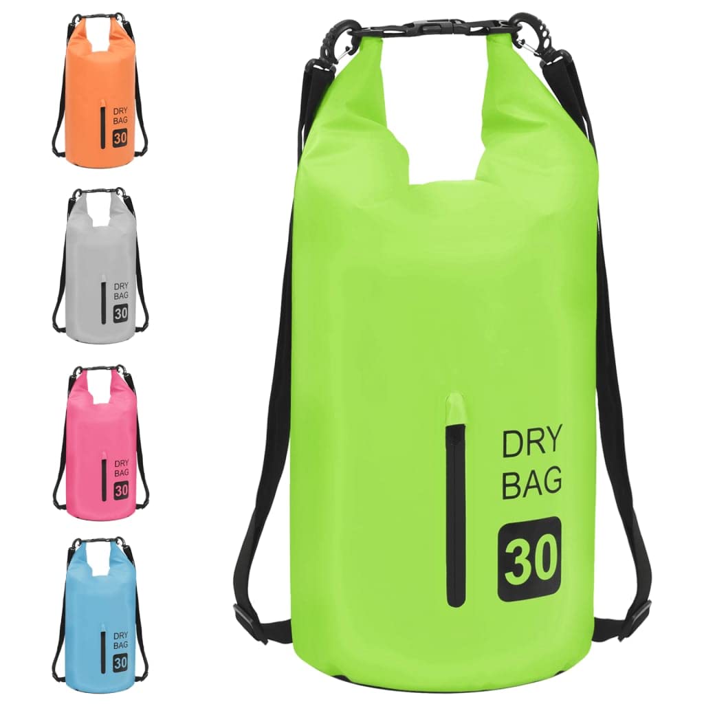 Waterproof Dry Bag with Zipper - Green PVC Dry Sack for Boating, Kayaking & Water Sports | Durable Waterproof Backpack & Duffel Bag for Swimming, Camping & Outdoor Adventures