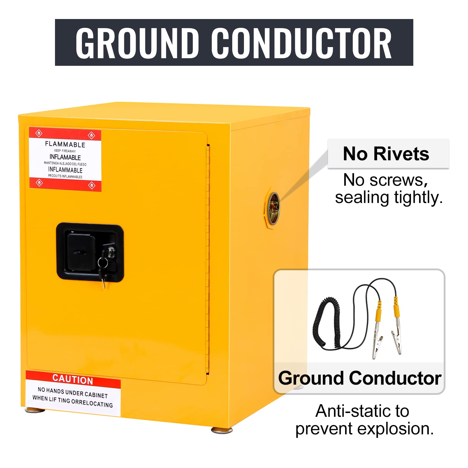 Flammable Safety Storage Cabinet 17x17x22 Inches - Fireproof & Explosion Proof Chemical Cabinet for Garage, Workshop, Lab & Industrial Use - OSHA Compliant Hazardous Material Storage Solution