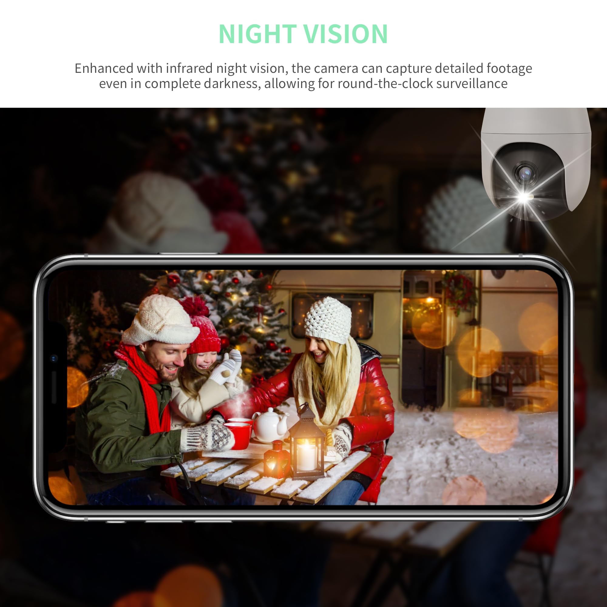 2K HD WiFi Weatherproof Light Bulb Security Camera - 360° Wireless Outdoor & Indoor Dome Camera for Home Surveillance, Smart Light Socket Camera with Night Vision - Perfect for Porch, Garage, Backyard Security Monitoring