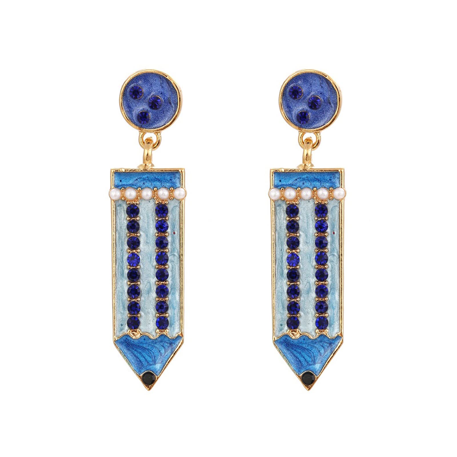 Funny Crystal Drop Dangle Stud Earrings for Women & Girls - Hypoallergenic Pierced Jewelry for Teachers, Students & Professors | Perfect for School, Office & Casual Wear
