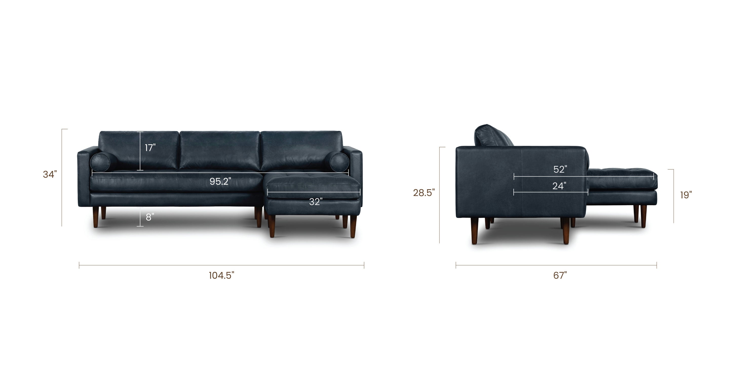 Napa Right Facing Sectional Sofa - Modern L-Shaped Couch for Living Room, Family Room & Home Theater | Comfortable Upholstered Furniture with Premium Fabric