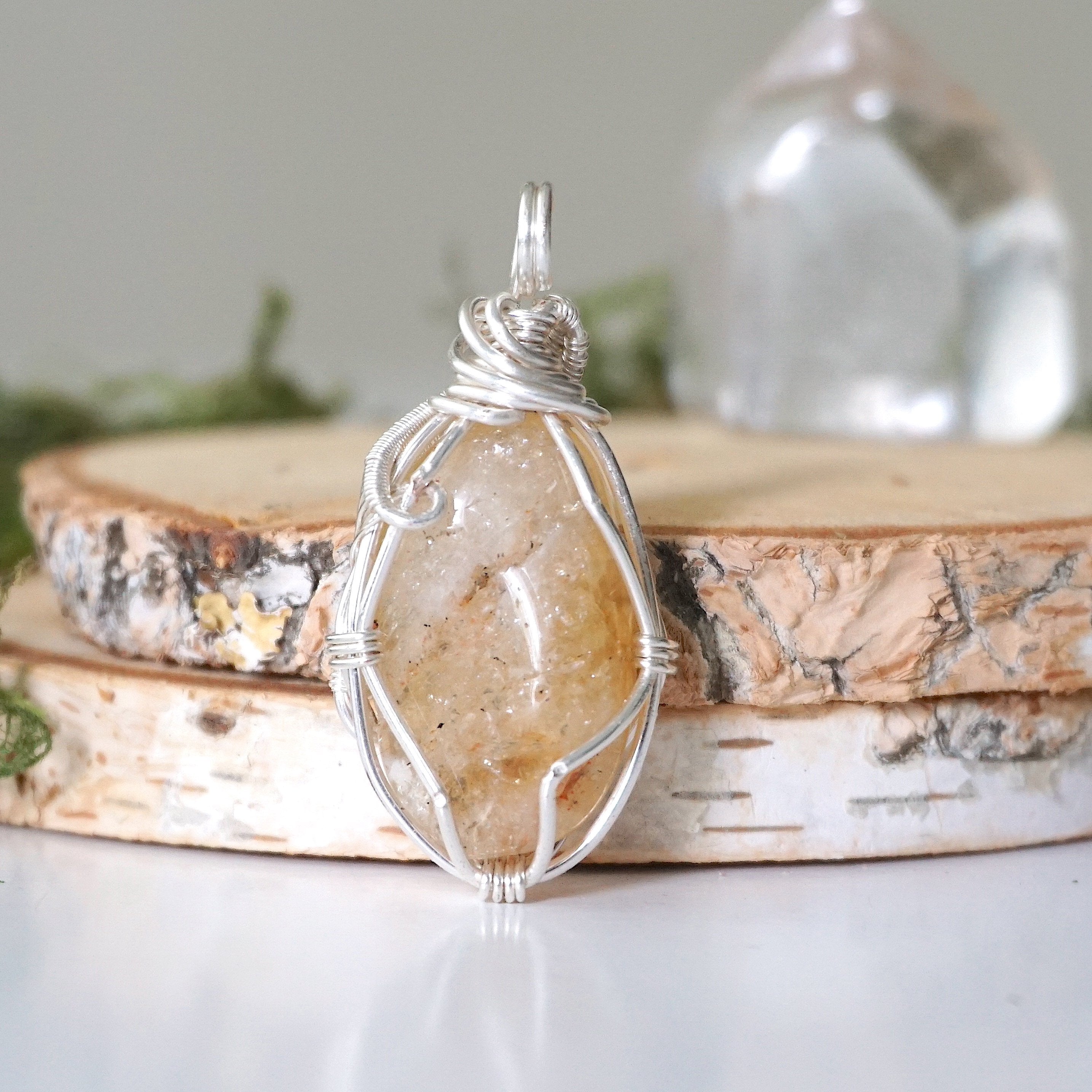 Raw Citrine Pendant Necklace - Bright Silver Plated Gemstone Jewelry for Women | Spiritual Healing, Meditation & Everyday Wear