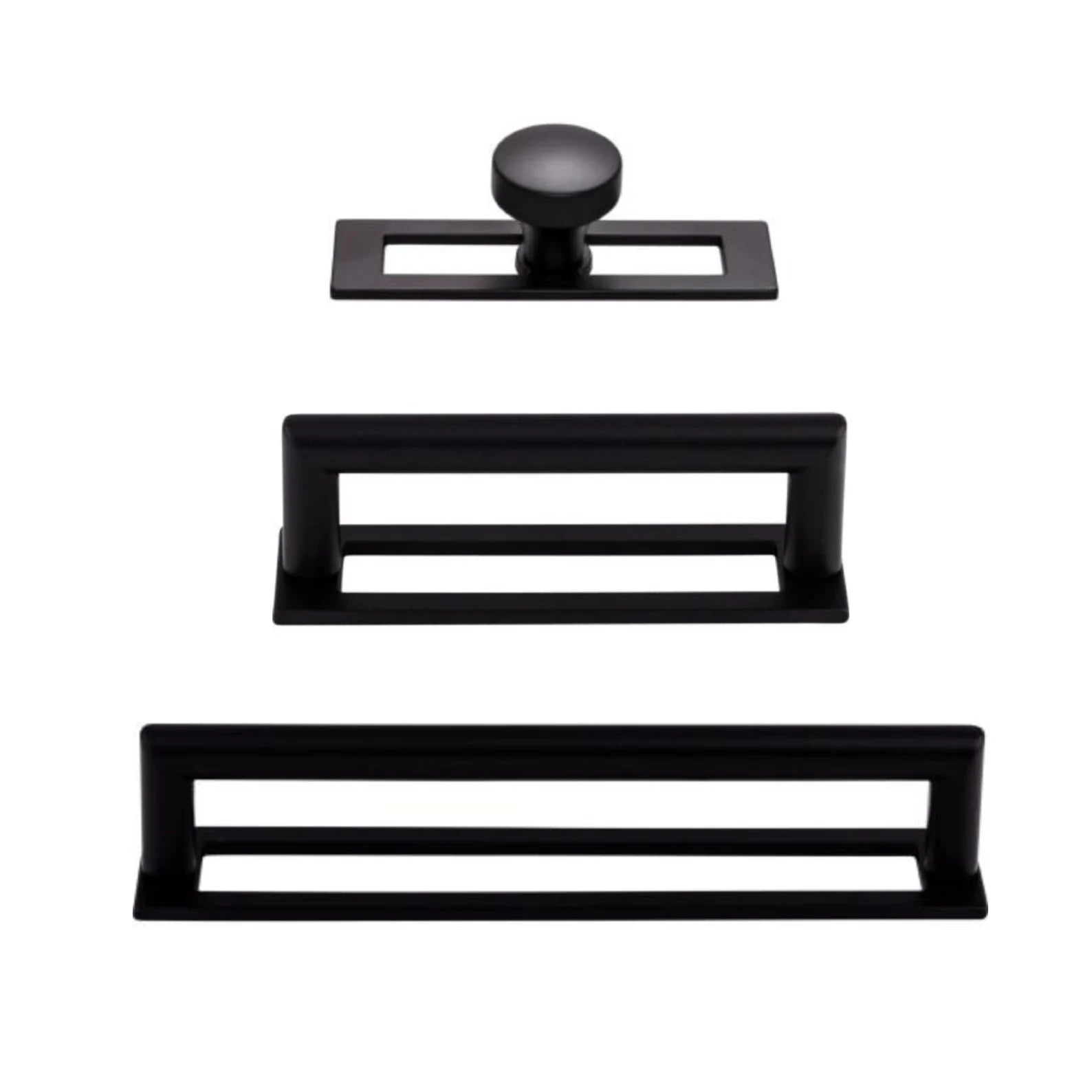 Matte Black Cabinet Drawer Pulls and Knobs with Backplate - Modern Kitchen & Bathroom Hardware for Cabinets, Dressers, Furniture (Set of 10)