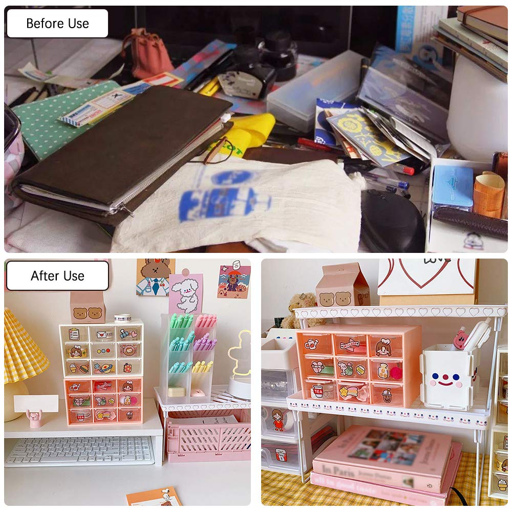 SITAKE Mini Plastic Drawer Organizer - 9 Drawers for Crafts & Office Supplies (Pink) - Perfect for Home & Office Storage