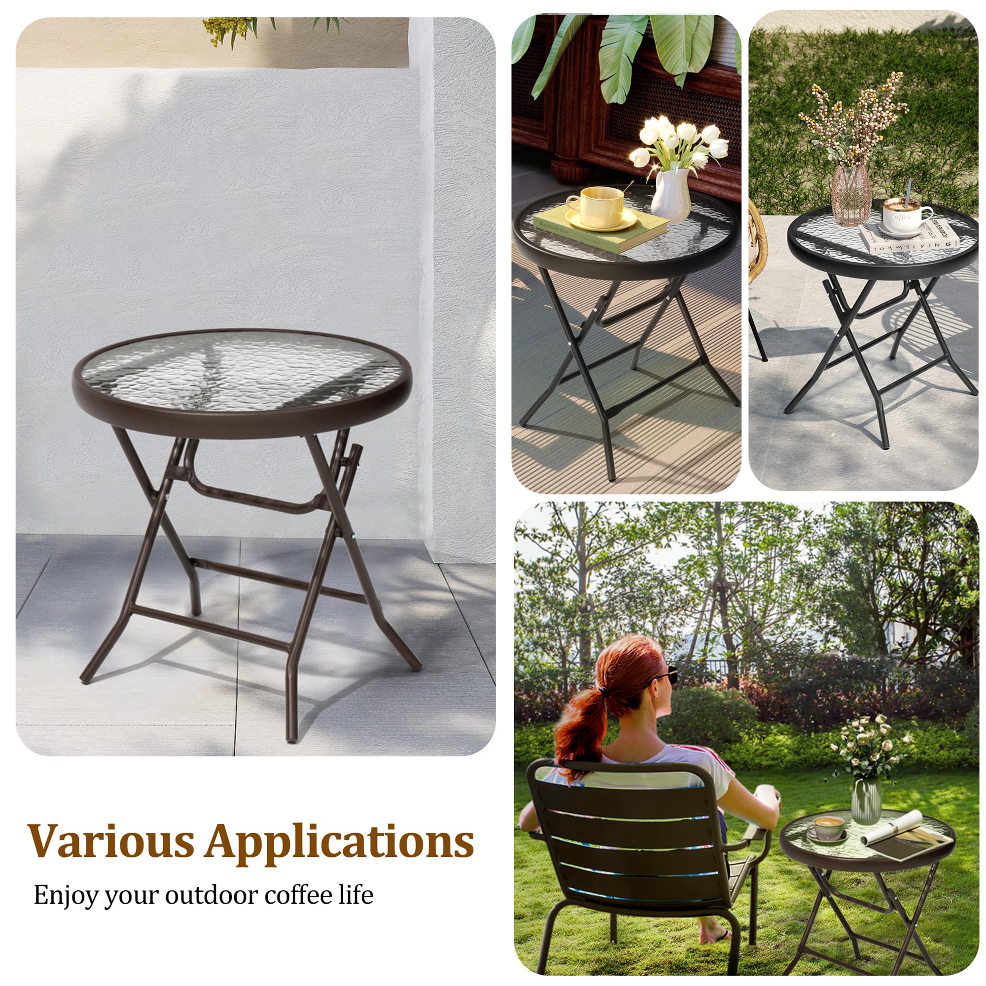 2-Piece Outdoor Side Table Set - Weather-Resistant Small Patio End Tables for Pool, Balcony, Deck & Porch - Brown - Perfect for Outdoor Relaxation & Entertaining