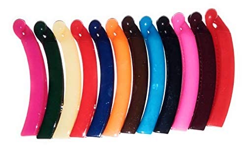 Kiyan Large Banana Hair Clips for Thick Hair - 12 Pack Acrylic Hair Claws for Women & Girls - Multicolor Curved Hair Accessories for Ponytail, Bun & Updo Hairstyles
