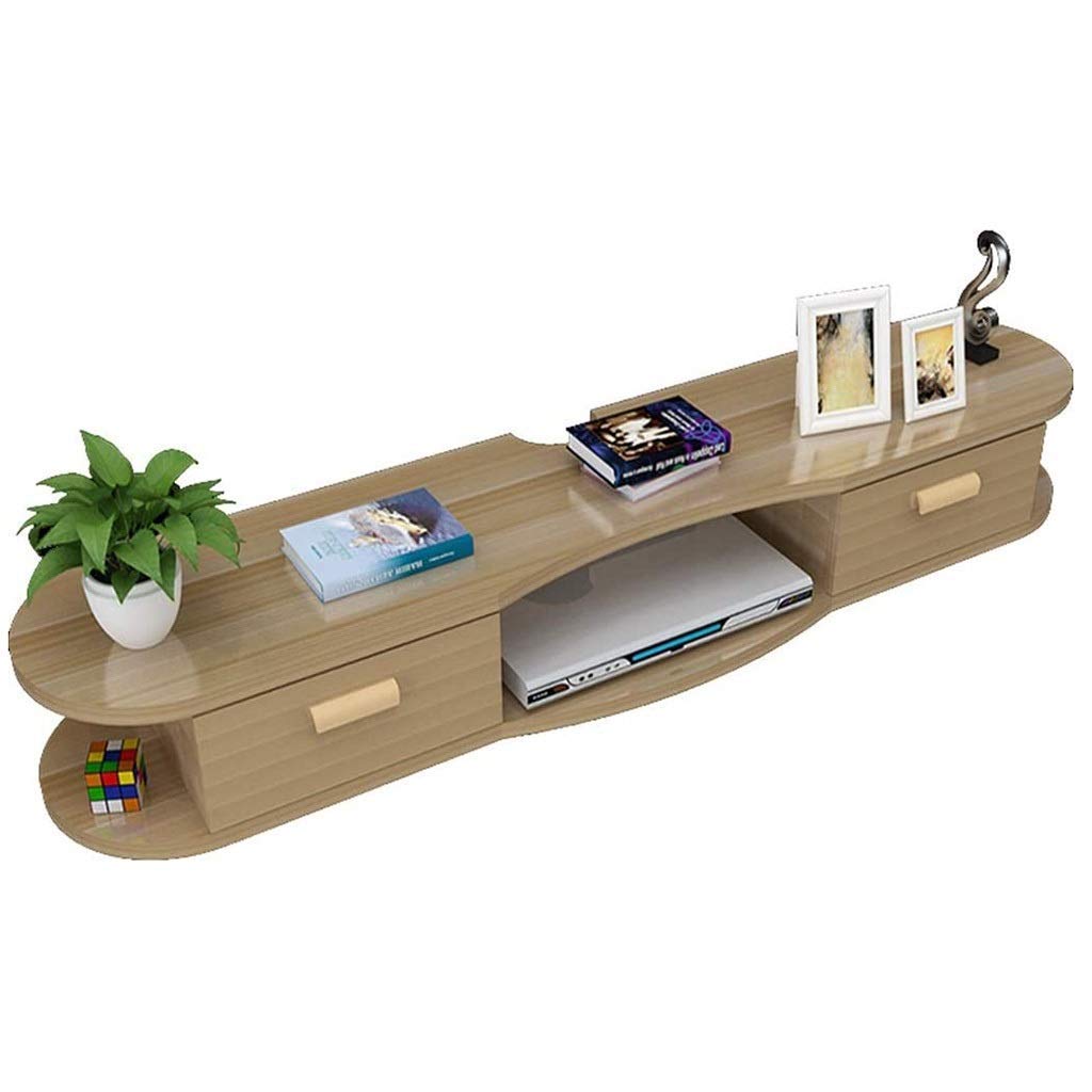 Modern Floating TV Wall Cabinet with Open Shelves & Drawers - Media Console for DVD, Satellite & Cable Box Storage - Living Room & Bedroom Furniture for Home Entertainment Organization