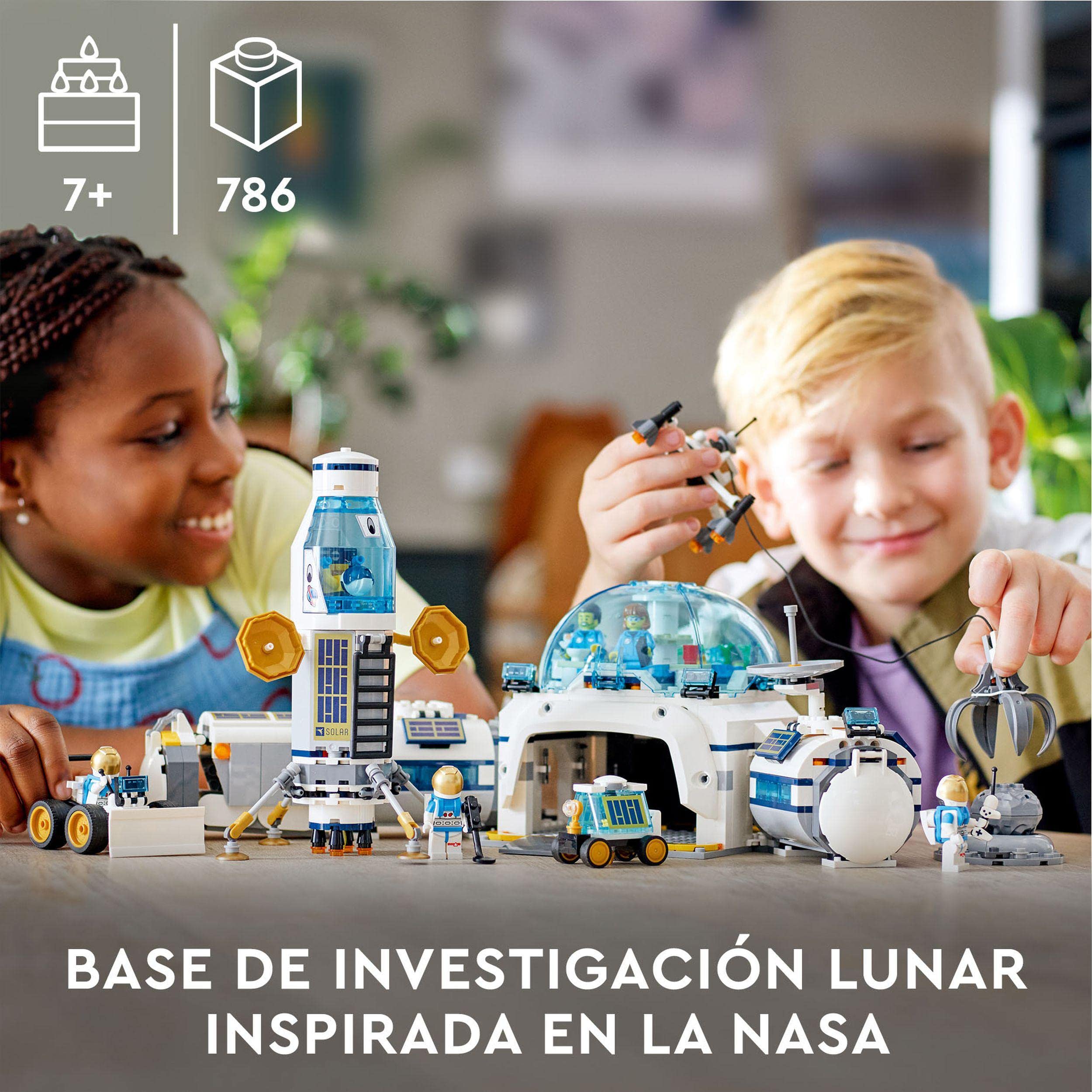 LEGO 60350 City Lunar Research Base, NASA Space Toys with Buggy Vehicle, Building Set for Kids Ages 7+ - Perfect for Space Exploration Play & STEM Learning