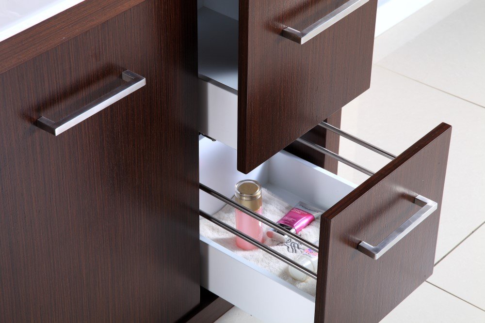 36-Inch Single Sink Bathroom Vanity in Wenge Finish - Modern Freestanding Vanity with Soft-Close Doors & Drawers for Small Bathrooms & Powder Rooms