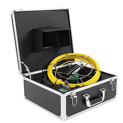 **7in IP68 Waterproof Dual Lens Pipe Inspection Camera with 30m Cable - Industrial Endoscope Video System for Plumbing, HVAC & Drain Cleaning (US)**