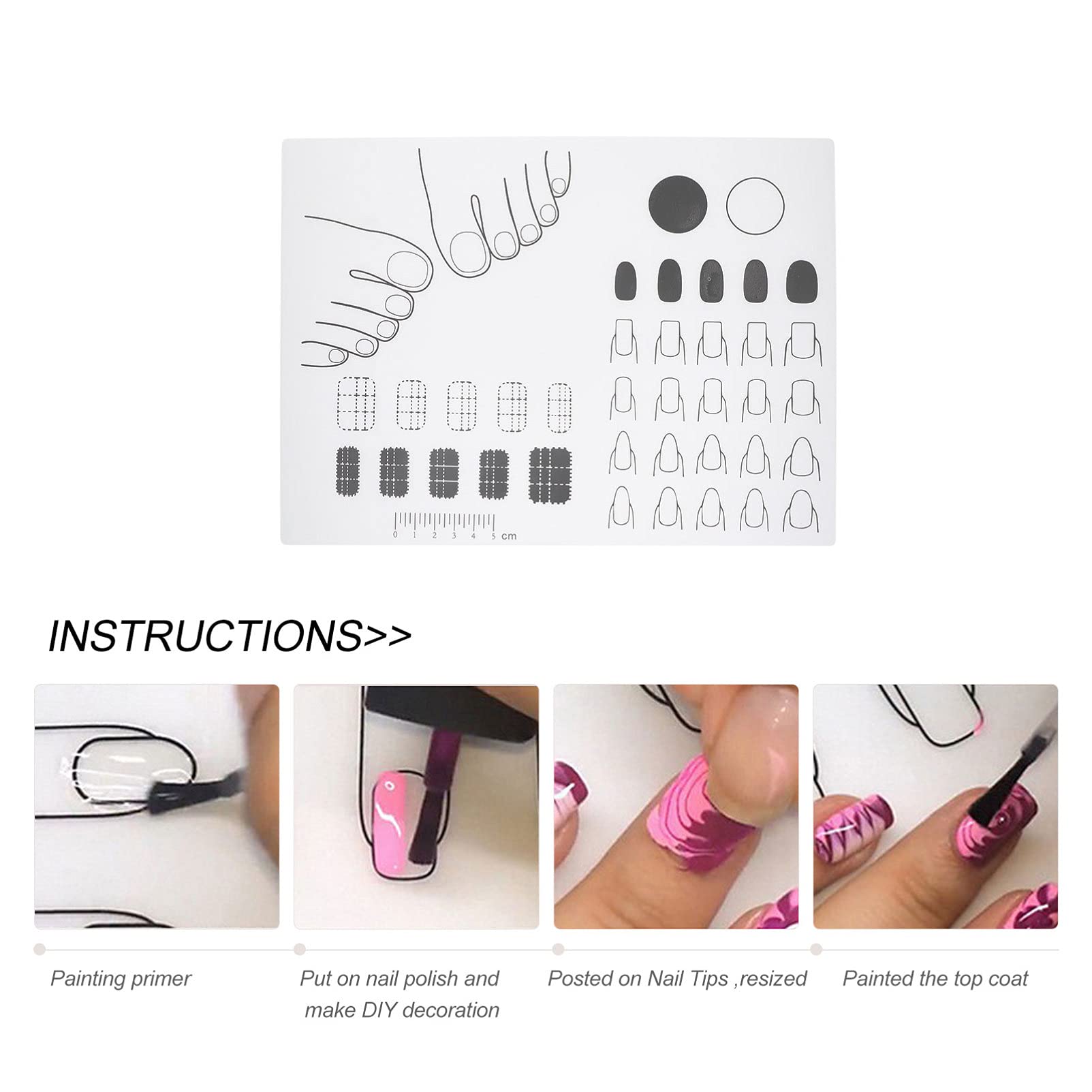 Professional Silicone Manicure Mat for Acrylic Nails - Non-Slip Nail Art Training Pad, Reusable Nail Extension Practice Mat with Stamped Guide - Perfect for Salon, Home DIY Nail Art & Beauty Training