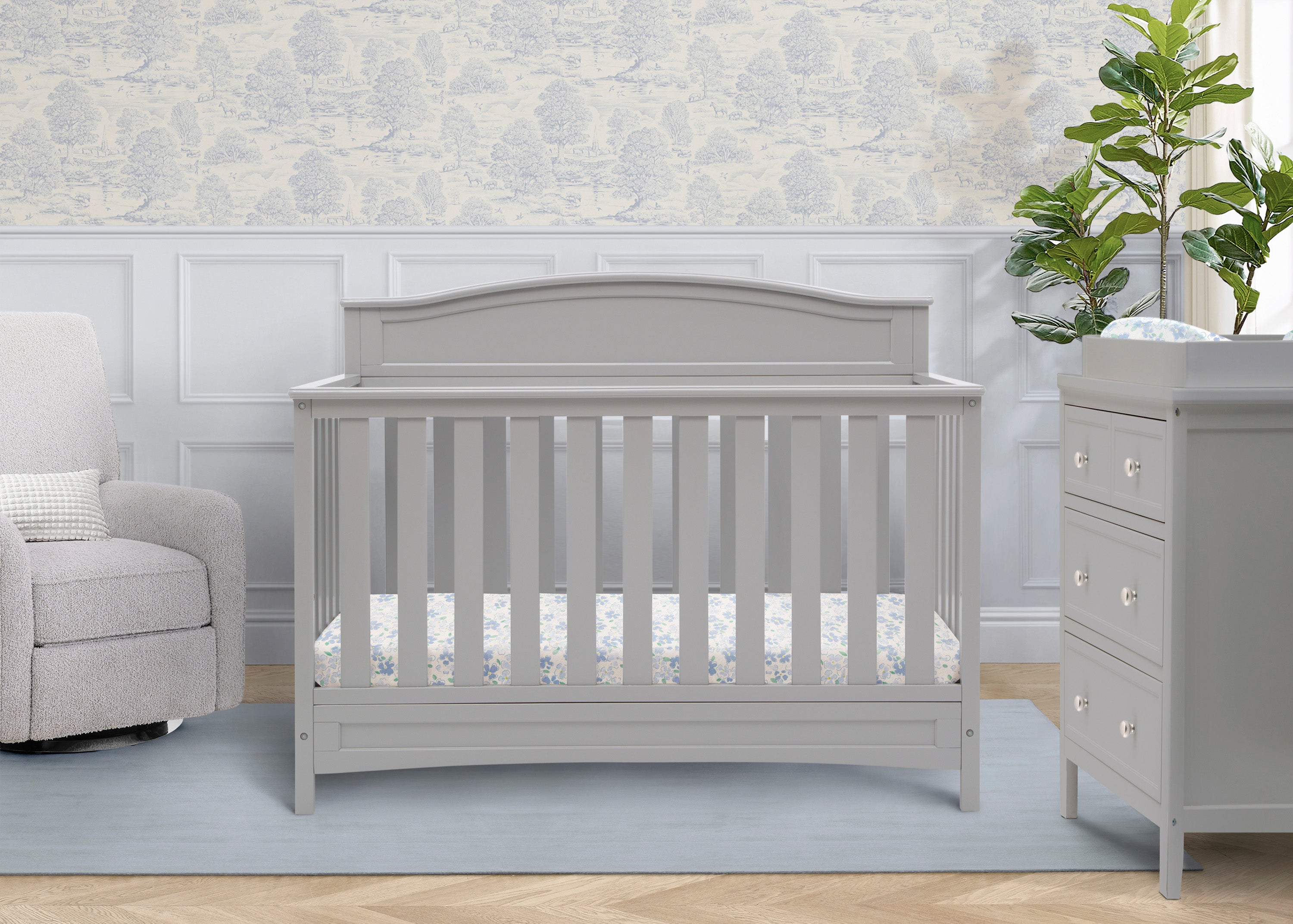Emery 4-in-1 Convertible Baby Crib - White Nursery Furniture for Toddler to Full Size Bed - Perfect for Modern Nursery & Kids Bedroom Decor