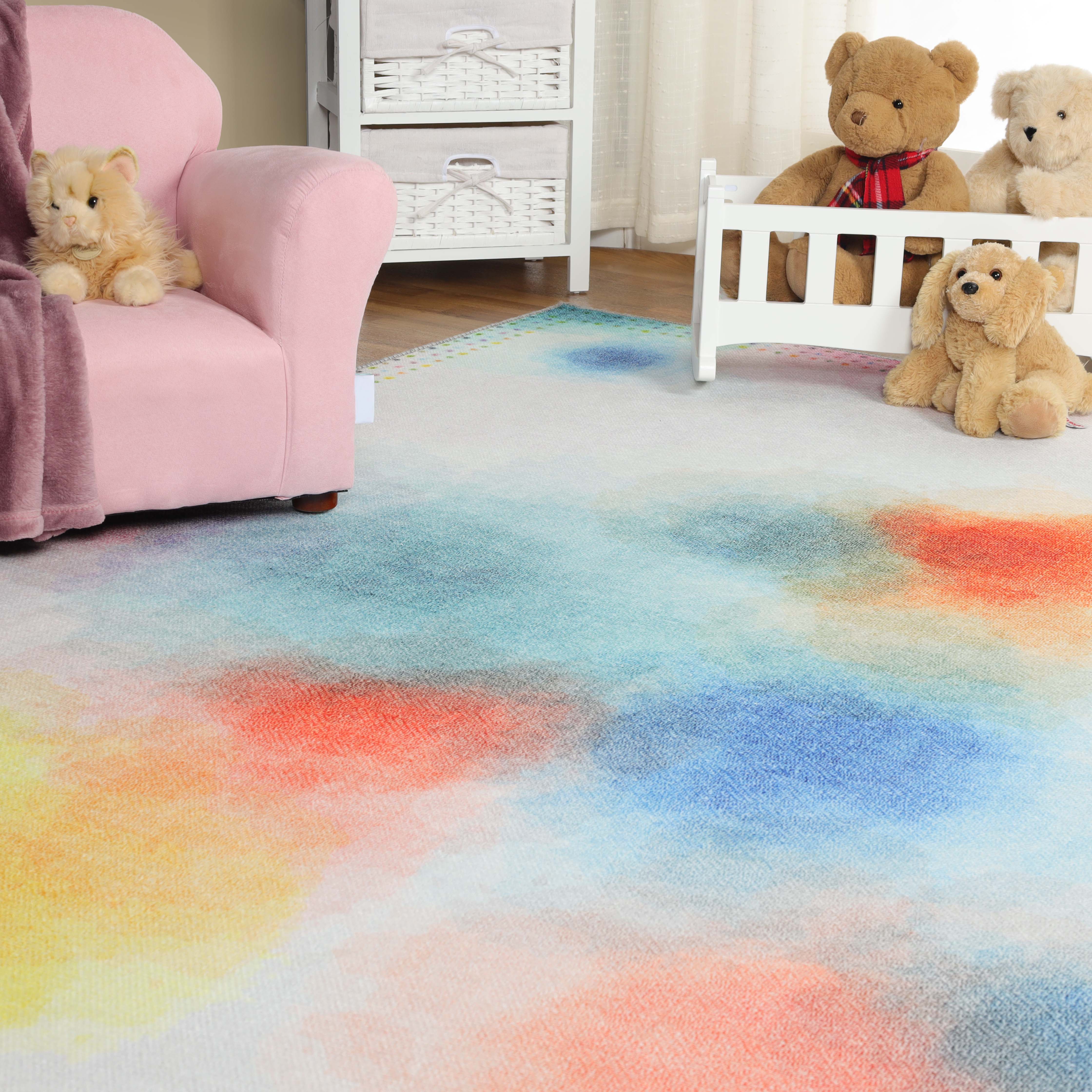Blossom Kids Non-Slip Area Rug - Colorful Playroom Rug with Anti-Skid Backing for Nursery, Bedroom & Play Areas | Soft Kids Floor Mat for Safety & Style