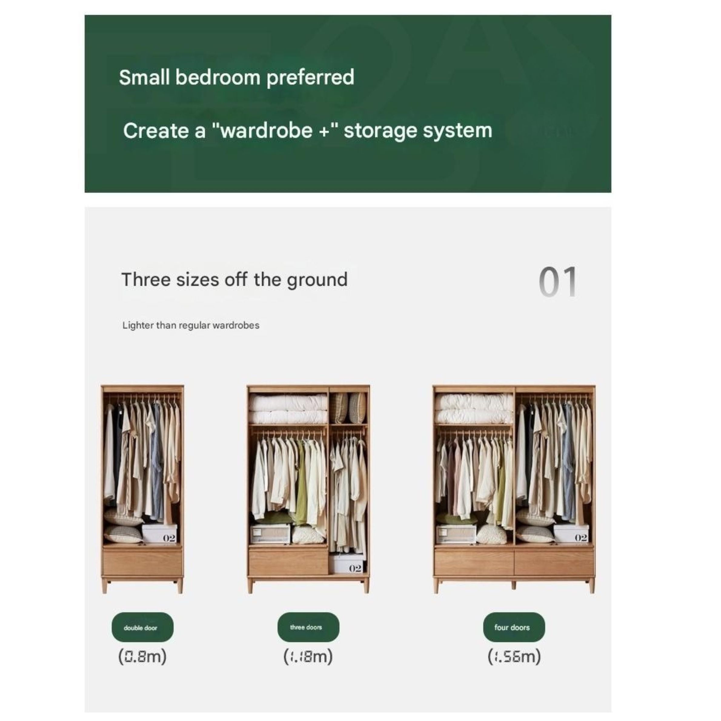 Modern Oak Solid Wood Wardrobe - Spacious Storage for Bedroom, Closet & Home Organization | Durable & Stylish Furniture for Master Bedroom, Guest Room & Walk-In Closets