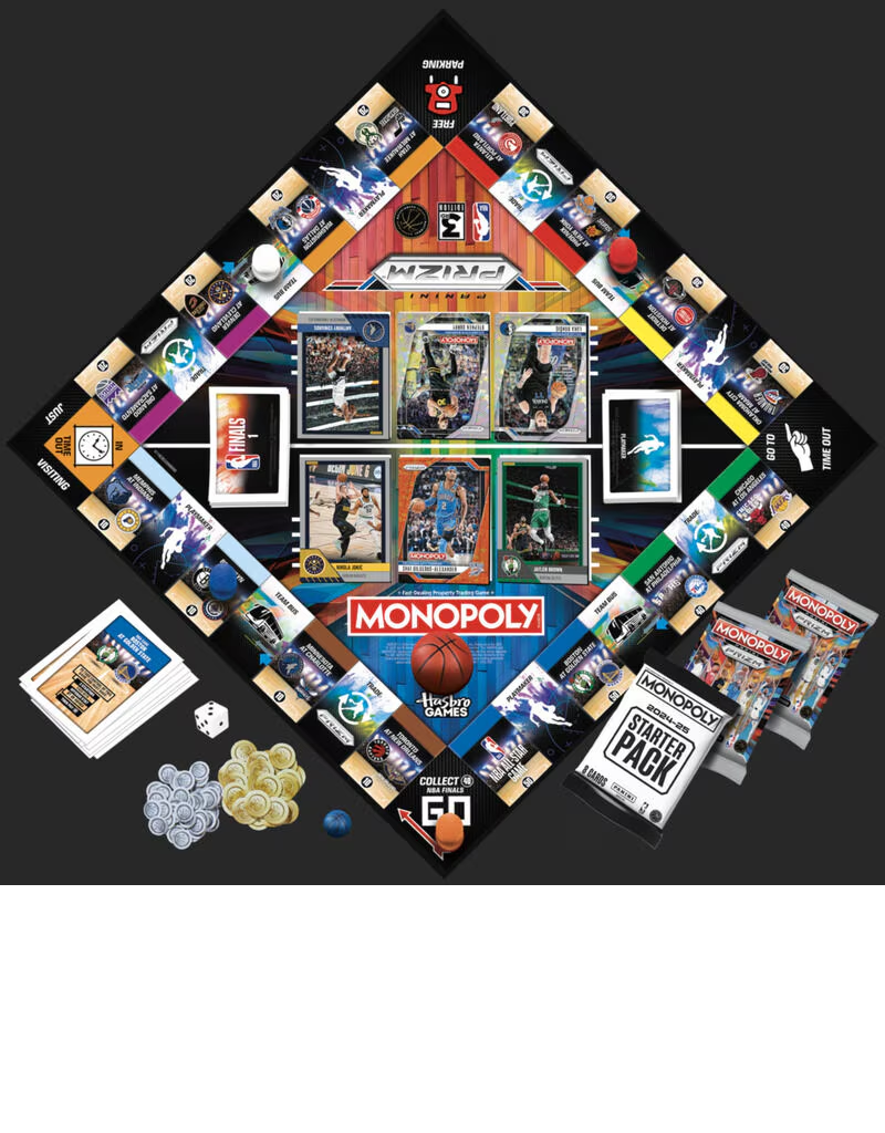 2024 Panini Prizm Monopoly Basketball Board Game - NBA Trading Cards & Family Fun Game Night - Perfect for Collectors, Fans & Family Gatherings