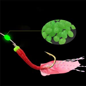 Glow in The Dark Fishing Beads - Oval Rubber Bait Eggs with Luminous Effect - Soft Fishing Line Ball Stopper for Salmon Trout - Saltwater Freshwater Fishing Tackle - Perfect for Night Fishing and Low Light Conditions