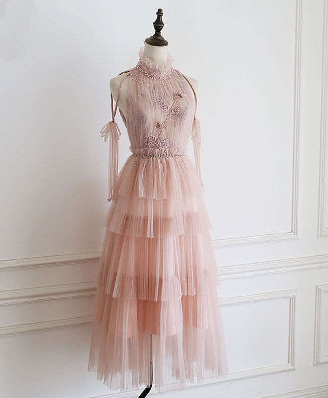 Elegant Pink Tulle Lace Prom Dress & Homecoming Gown - Perfect for Formal Dances, Graduation Parties & Special Occasions