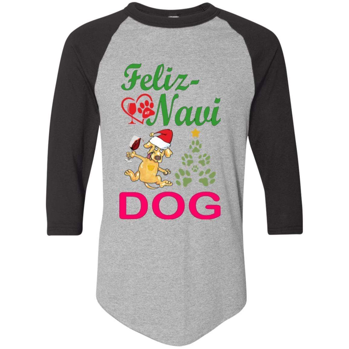 Feliz Navidad Dog Sweater - Colorblock Raglan Jersey in Green & Red | Christmas Pet Apparel for Small & Medium Dogs | Perfect for Holiday Photos & Festive Outfits