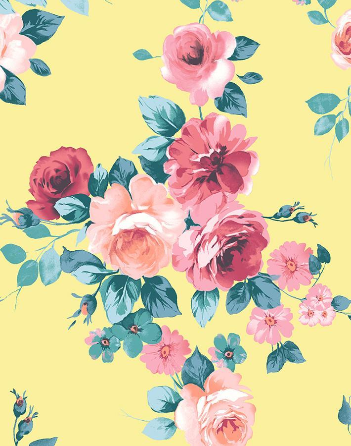Wallshoppe 'Maggie May' Lemon Peel & Stick Wallpaper - Self-Adhesive Removable Wall Covering for Bedroom, Living Room, Kitchen & Bathroom Decor